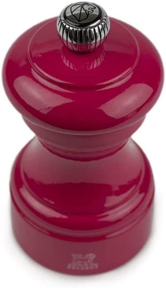 Peugeot Bistro 4-Inch Adjustable Salt Grinder - Premium Stainless Steel & Beechwood Manual Salt Mill, Pre-Filled with Himalayan Rock Salt - Elegant Kitchen Gadget for Cooking, Dining & Entertaining (Candy Pink)
