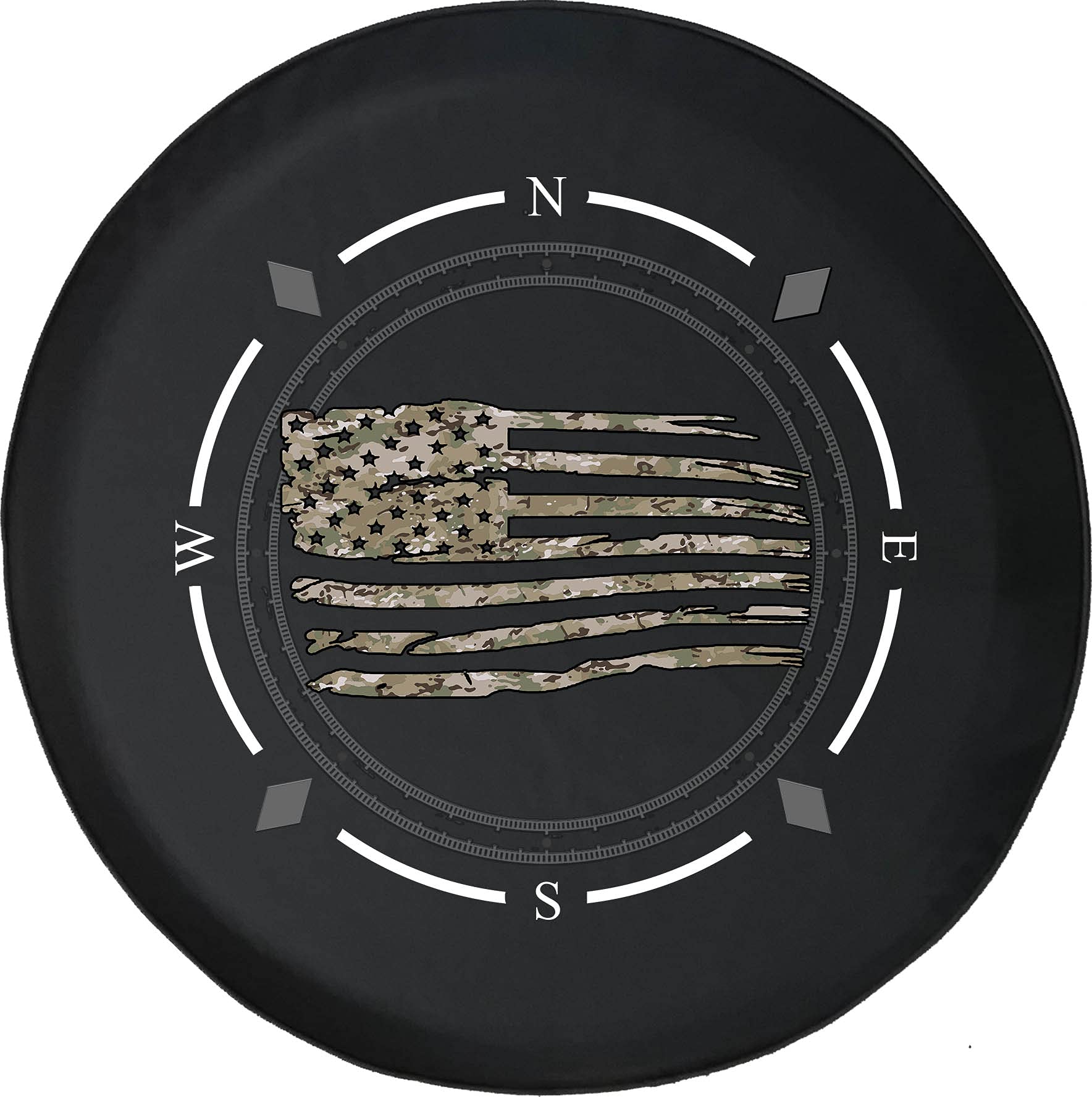 Military Camo American Flag Spare Tire Cover - Heavy Duty SUV, Trailer, RV Wheel Protector for Off-Road Adventure & Camping Accessories