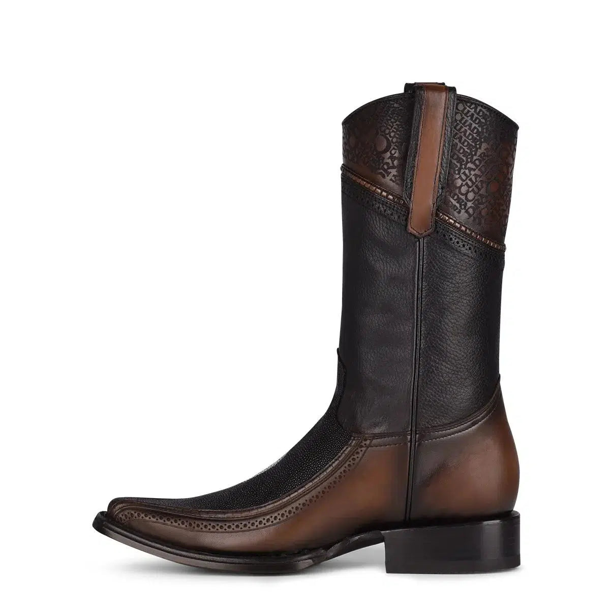 1B1DMA Men's Black & Brown Casual Cowboy Stingray Boots - Western Style Leather Rodeo Boots for Country Dancing, Horseback Riding & Outdoor Adventures