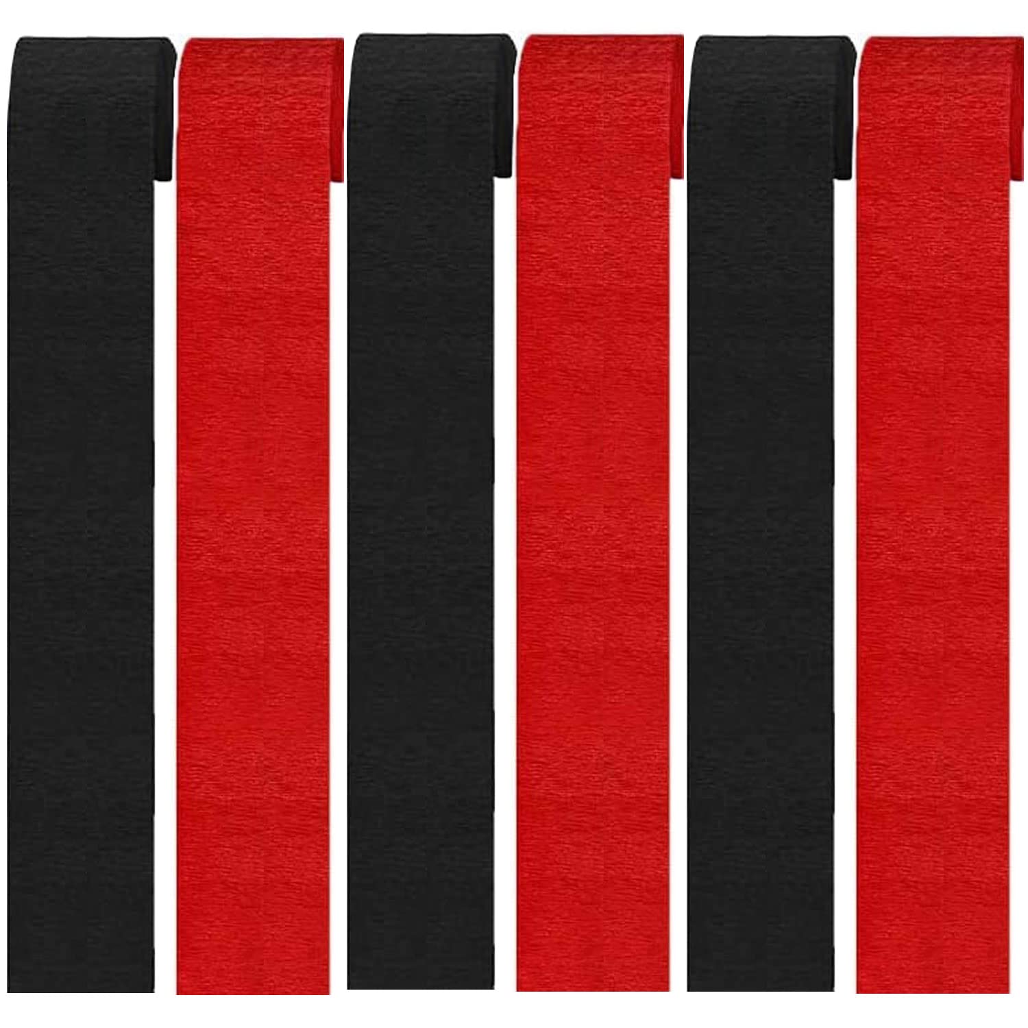Black and Red Crepe Paper Streamers - 12 Rolls Party Decorations for Birthday, Wedding, Festival & Holiday Events - Bulk Party Supplies for Ceiling, Wall & Table Decor
