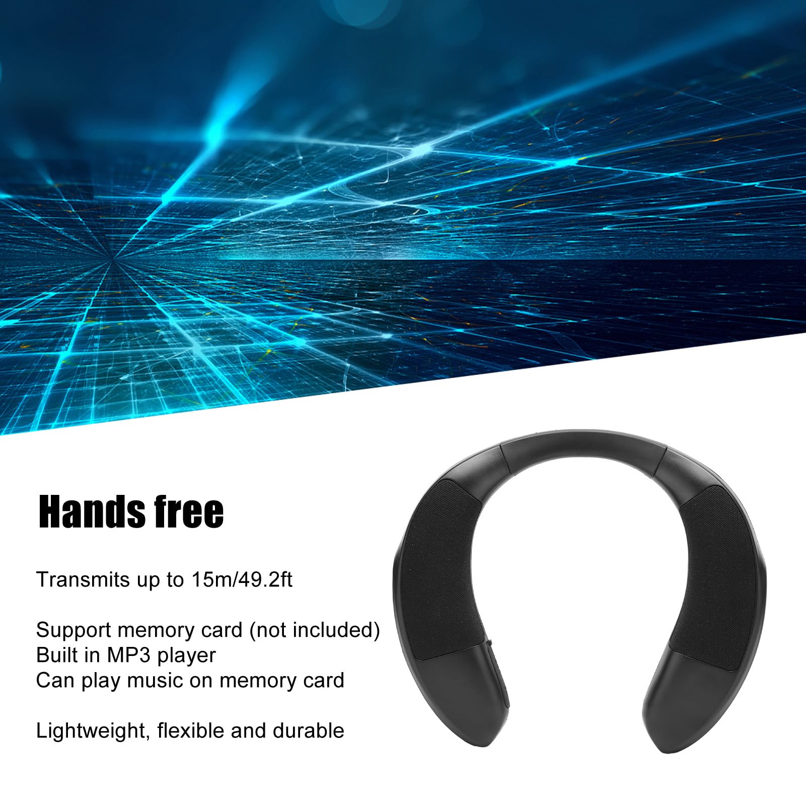 Focket Neckband Bluetooth Speaker - Wireless 3D Stereo Sound, 12H Playtime, IPX5 Waterproof, Lightweight Portable Speaker for Sports, Gym, Running, Travel, Home & Outdoor Activities
