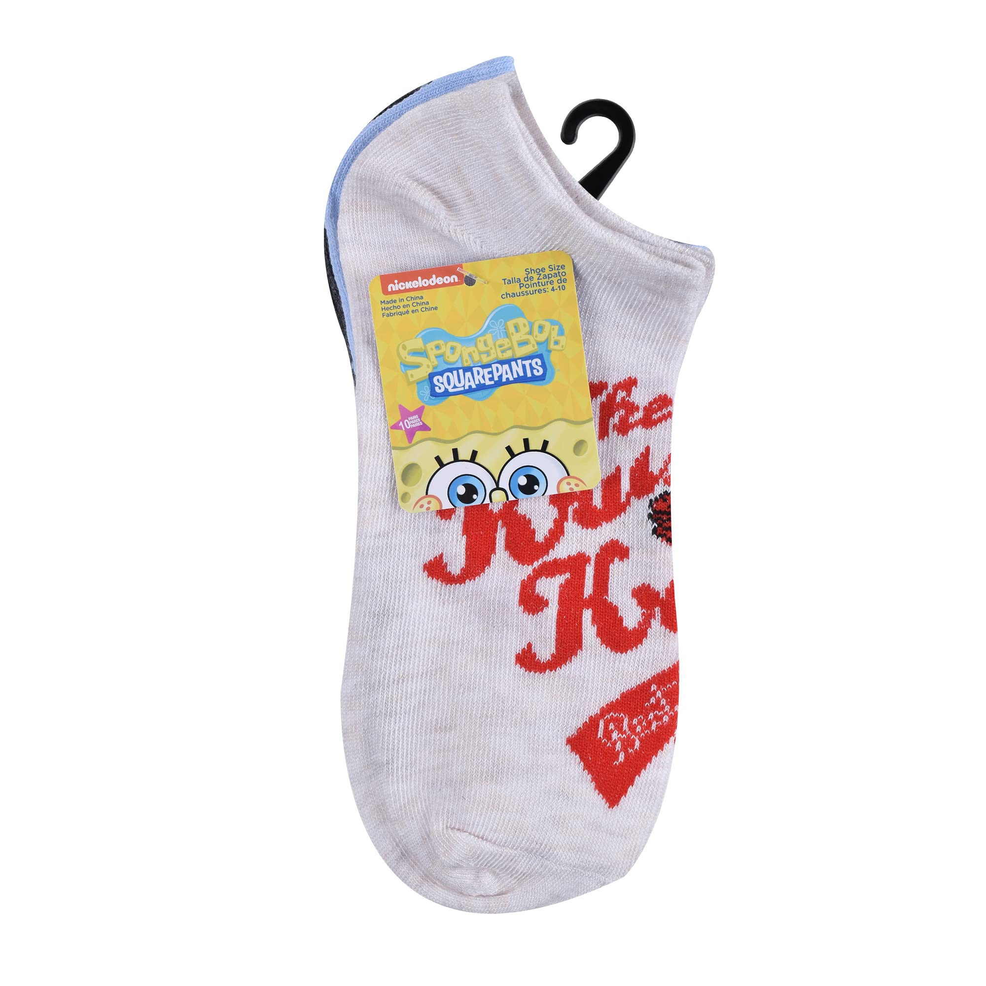 SpongeBob SquarePants Women's 5-Pack No Show Socks - Cute Cartoon Ankle Socks for Casual Wear, Gym & Sneakers