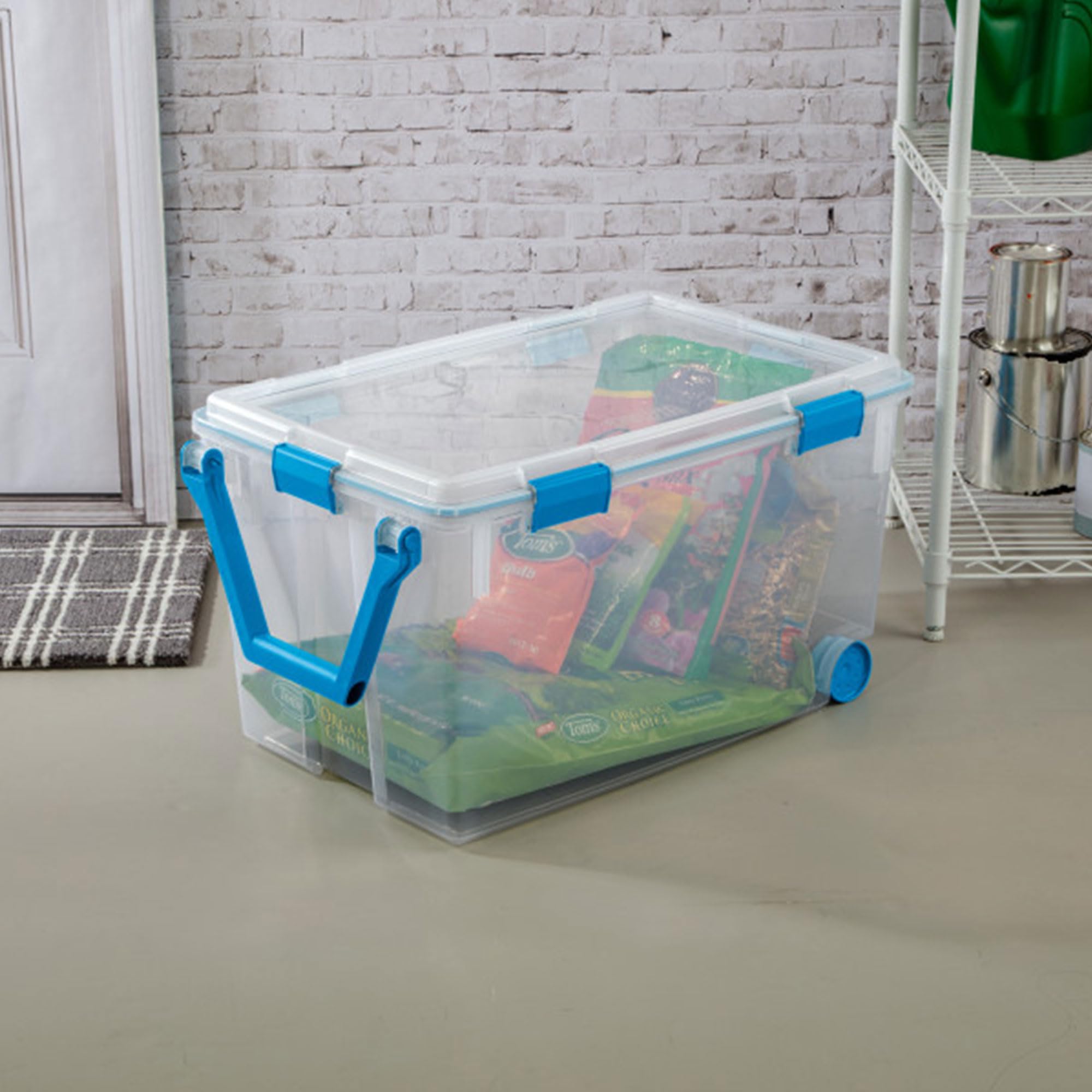Sterilite 6-Pack 120 Quart Weatherproof Storage Bins with Latching Lids & Wheels - Heavy Duty Watertight Containers for Home Organization, Garage, Camping & Outdoor Gear Storage