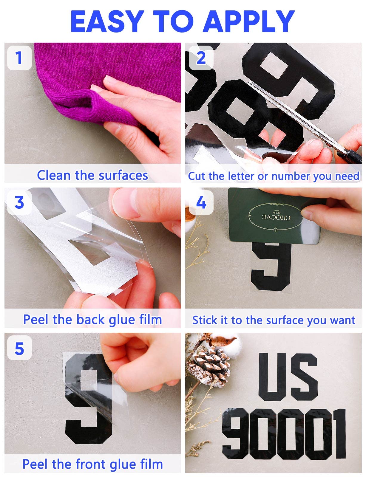 Seloom 148 PCS Mailbox Numbers & Letters Stickers - Waterproof Self-Adhesive for Indoor/Outdoor Use