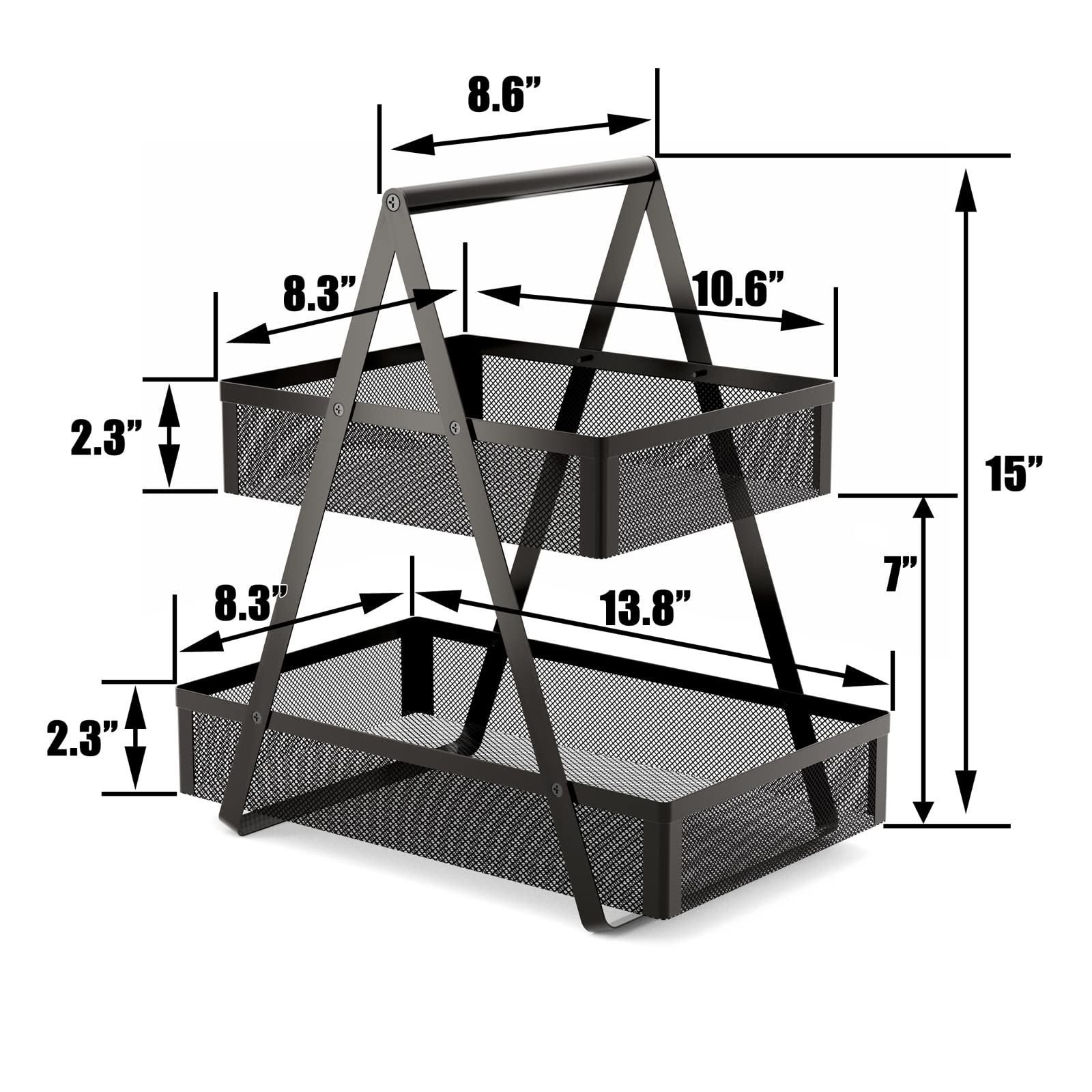 EKNITEY Spice Rack Organizer - 3-Tier Kitchen Countertop Storage for Spices, Fruits, Coffee & Bathroom Essentials | Space-Saving Solution for Home, Office & Picnic Use (Black)