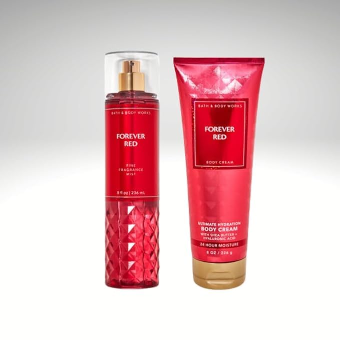 Forever Red Fragrance Gift Set - 8 oz Body Mist & Hydrating Body Cream, Full Size (Packaging May Vary) | Perfect for Valentine's Day, Anniversary Gifts & Self-Care Luxury