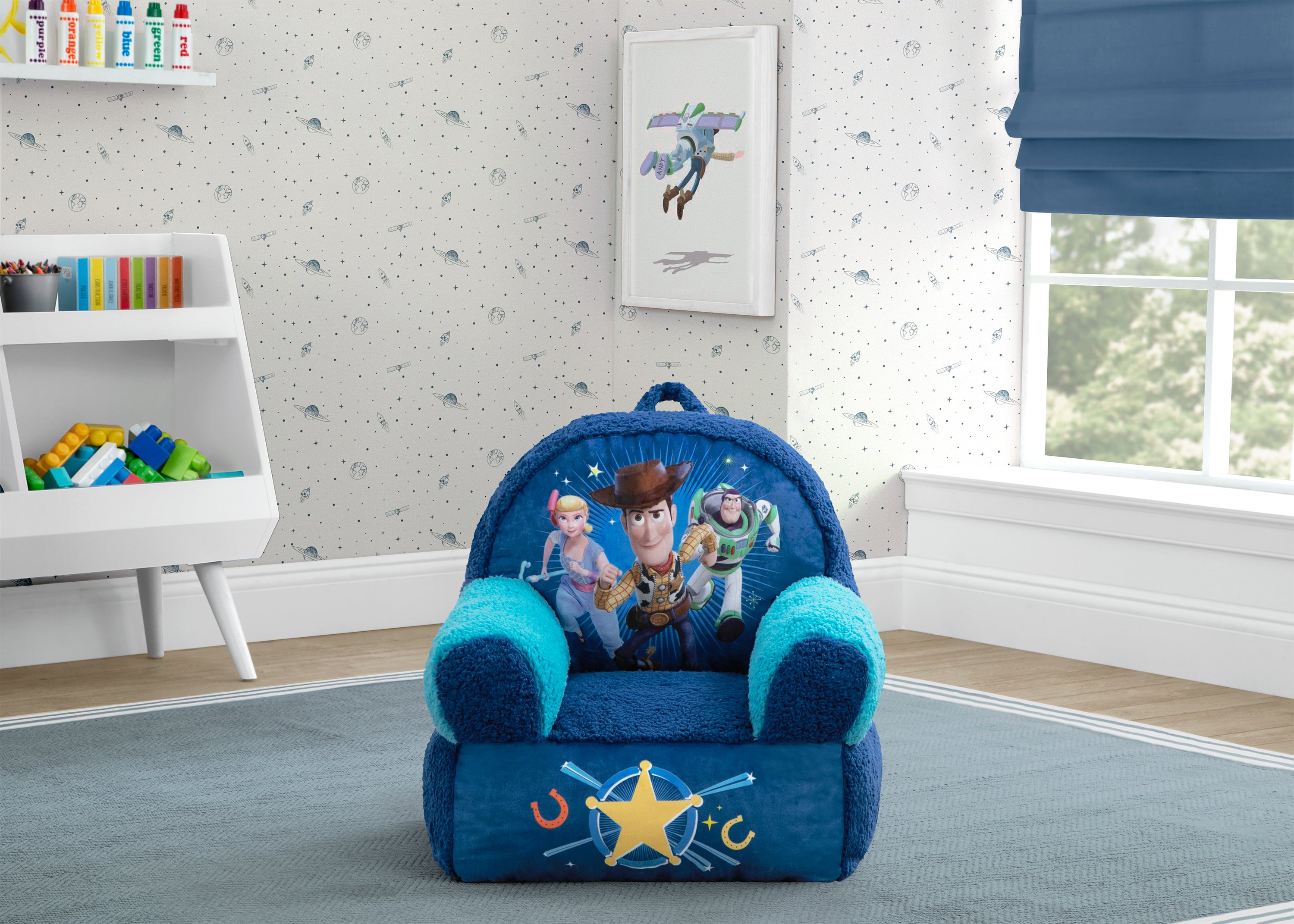 Toy Story Cozee Buddy Chair - Soft Plush Kids Armchair with Woody & Buzz Lightyear - Perfect for Playrooms, Bedrooms & Movie Nights