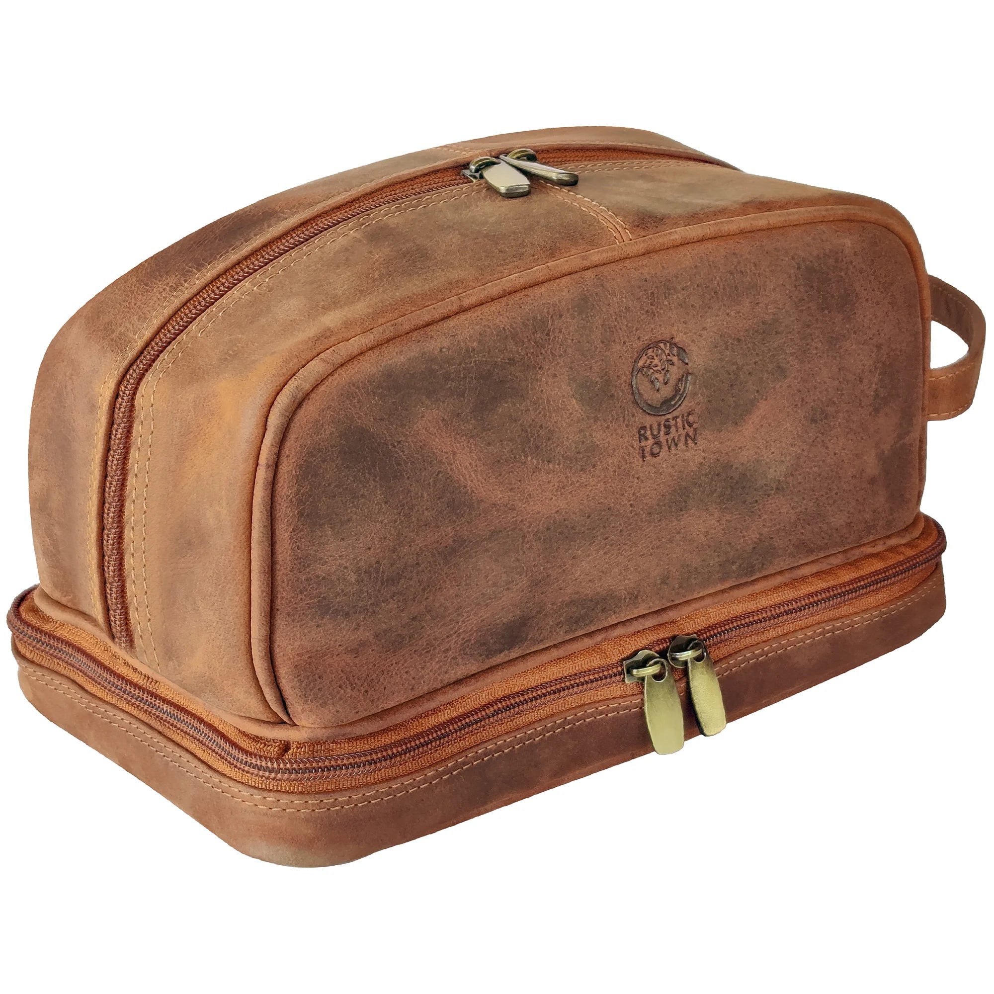 Premium Nancy Leather Travel Makeup Bag for Women - Waterproof Cosmetic Organizer (Brown) - Perfect for Air Travel, Vacation & Daily Essentials Storage