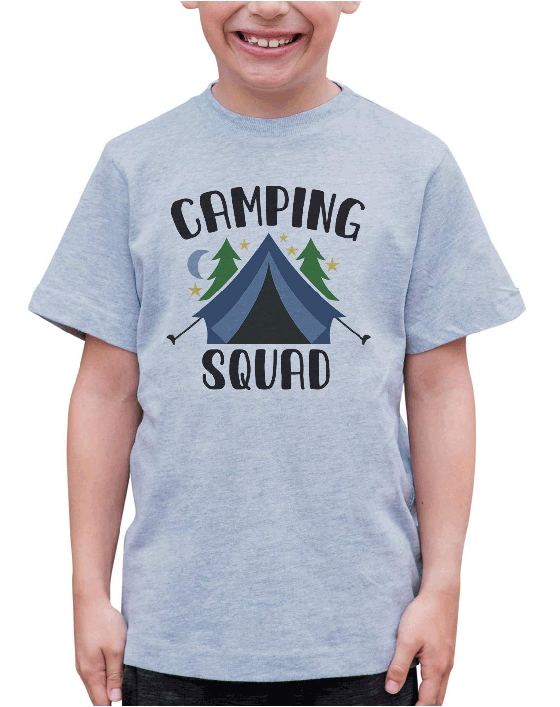 7 ate 9 Apparel Kids Camping Squad Tent Grey T-Shirt - Comfortable Cotton Tee for Outdoor Adventures, Summer Camp & Family Trips