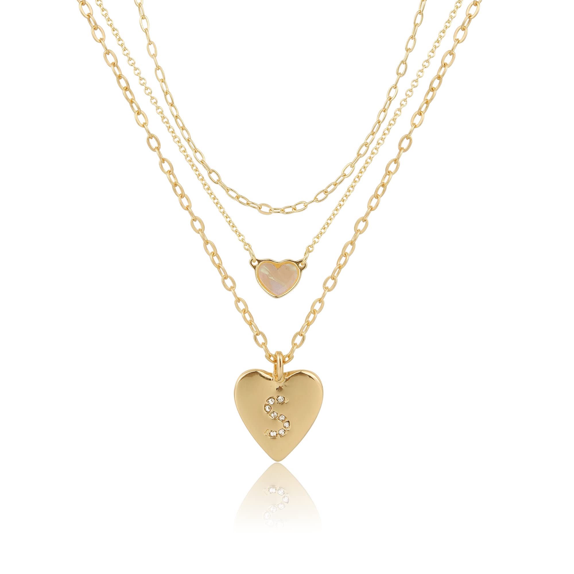 Trendy 14K Gold Plated Layered Initial Necklace for Women & Girls - Personalized Monogram Letter Pendant Jewelry - Perfect for Everyday Wear, Gifts & Special Occasions