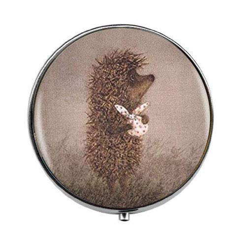Hedgehog in The Fog Art Photo Charm Pill Box - 3 Compartment Glass Candy Storage Case for Jewelry, Vitamins & Travel Essentials | Cute Gift Idea for Collectors & Animal Lovers