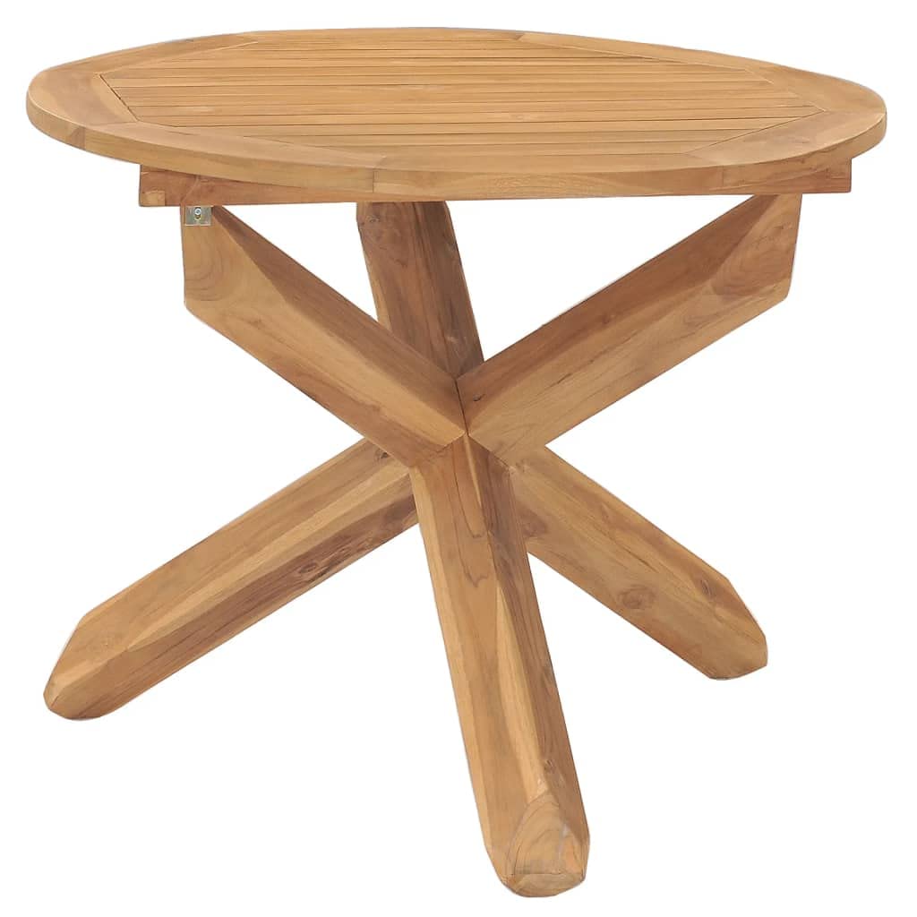 Vintage Style Round Solid Teak Wood Dining Table & Coffee Table - 35.4