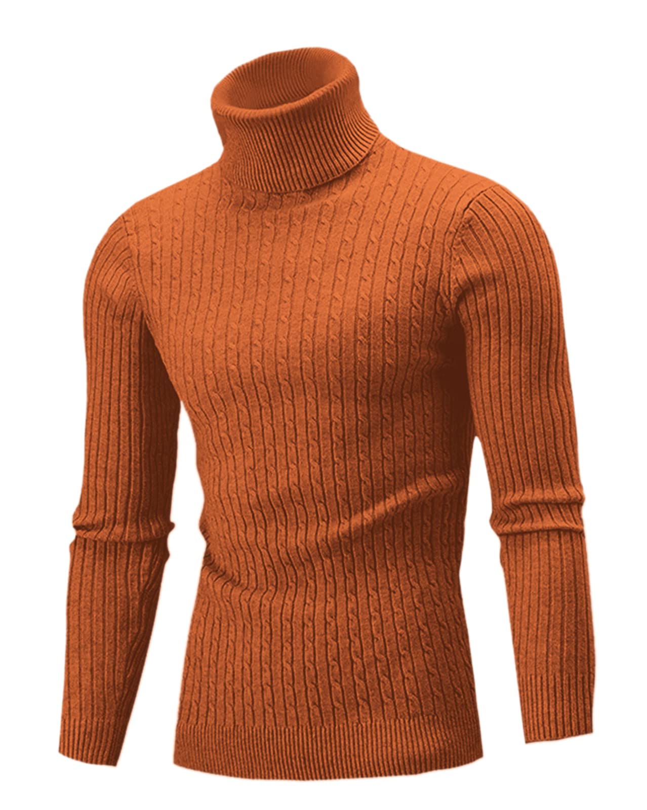 QZH.DUAO Men's Slim Fit Turtleneck Sweater - Casual Twist Pattern Pullover for Winter Warmth - Perfect for Office, Date Night & Holiday Outfits
