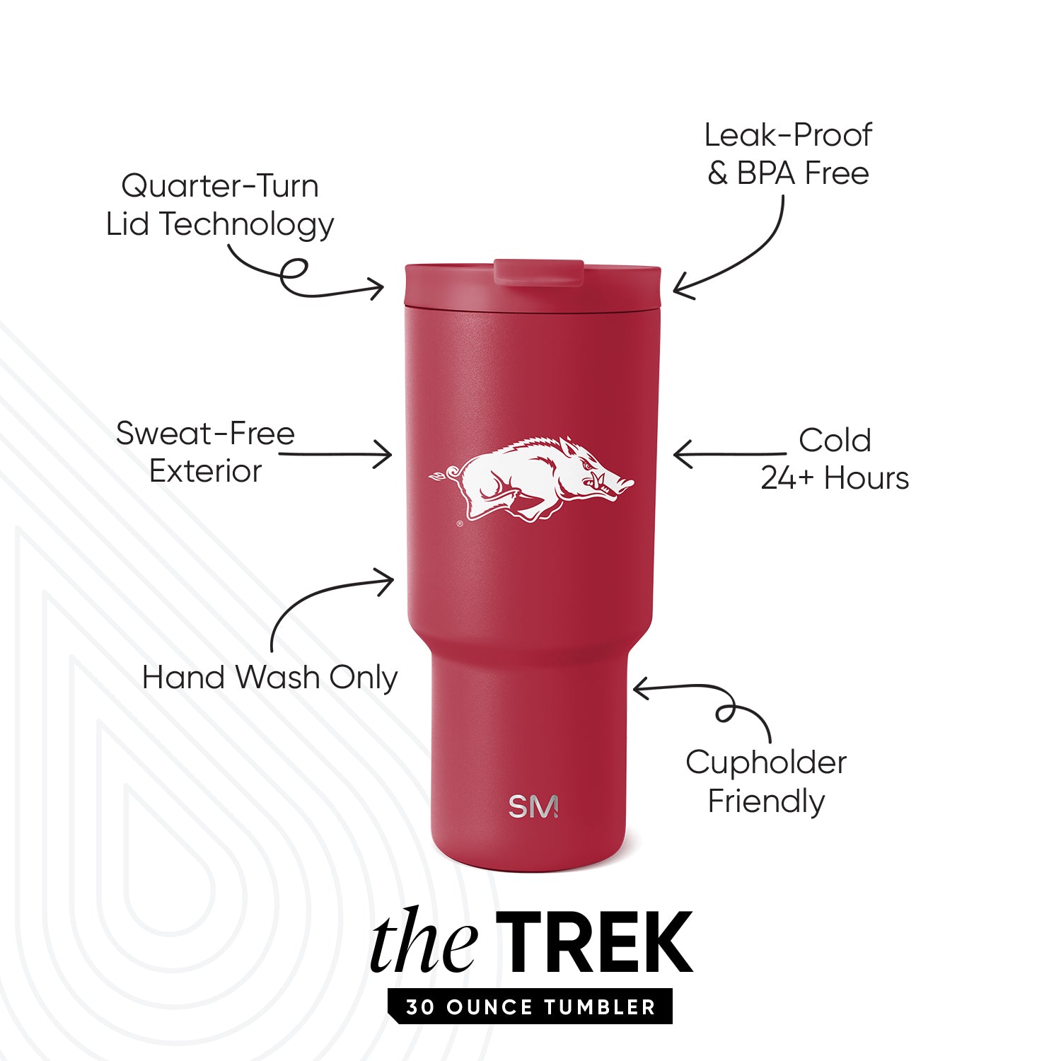 Collegiate Trek Tumbler - Insulated Stainless Steel Water Bottle with Lid & Straw - Perfect for School, Hiking & Outdoor Adventures