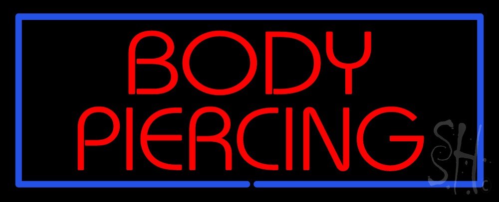 10x24 Inch Red Body Piercing LED Neon Sign with Black Acrylic Backing & Dimmer - Premium Indoor Wall Decor for Storefront, Salon, Tattoo Studio | Perfect for Retail Displays, Nightclubs & Home Bar Lighting