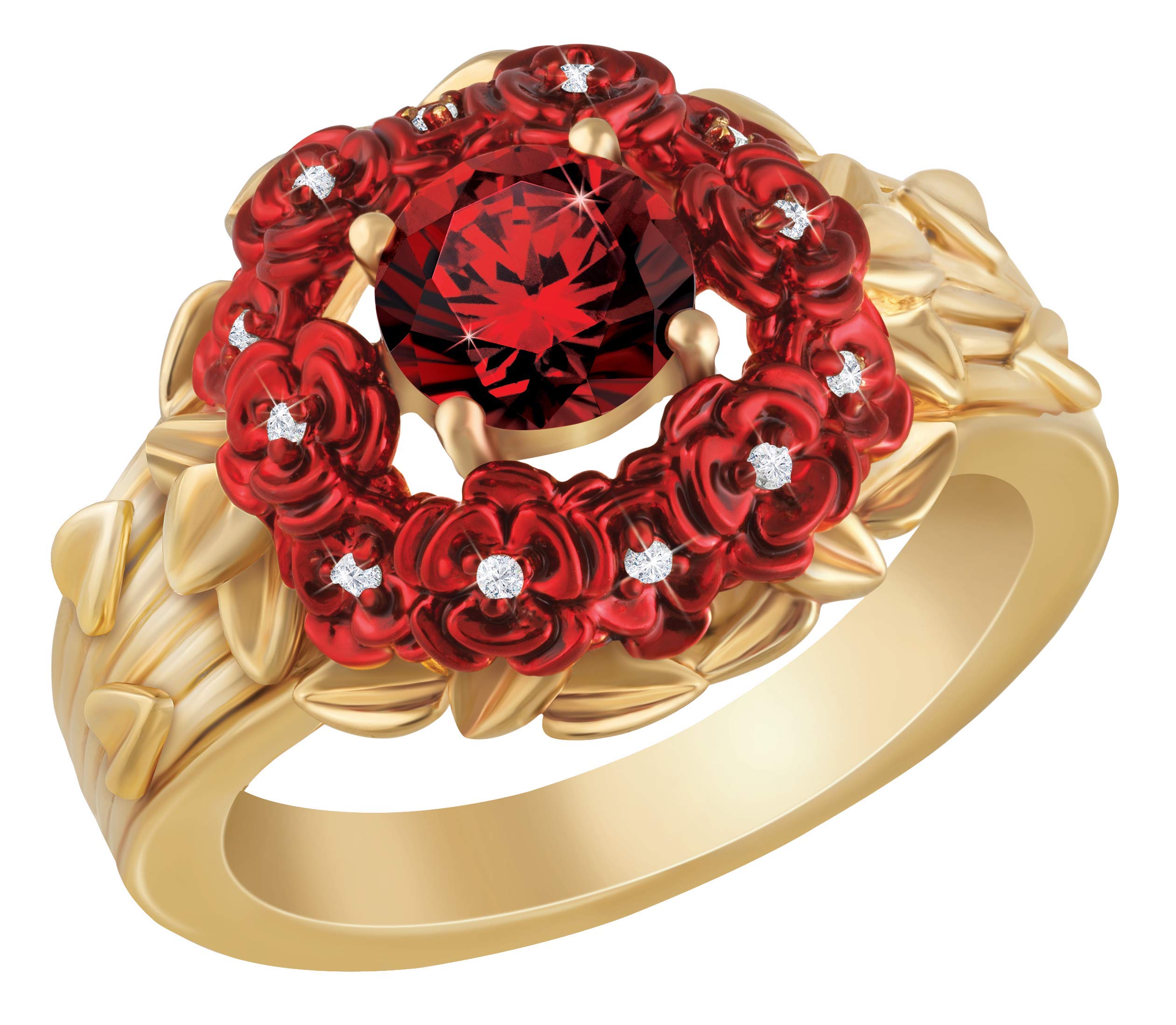Danbury Mint 12 Roses Diamond Ring with Genuine Diamonds - Romantic Anniversary & Valentine's Day Gift for Her - Elegant Jewelry Alternative to Fresh Flowers #1457-002 - Perfect for Proposals, Weddings & Special Occasions