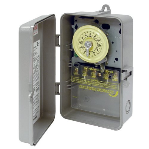 Intermatic T102P Heavy-Duty 40A 208-277V SPST Electromechanical Timer with Type 3R Plastic Enclosure - Ideal for Industrial Equipment, HVAC Systems, and Outdoor Electrical Applications