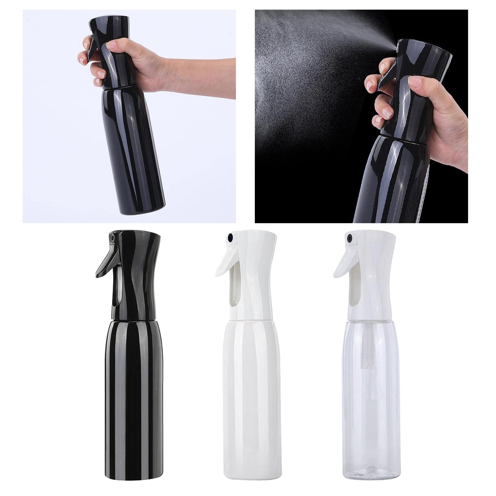 VMS INDIA 500ml Continuous Spray Bottle - Hair Styling, Salon, Barber, Gardening, Cleaning, Plant Misting - Durable Black Plastic Water Sprayer for Home & Professional Use