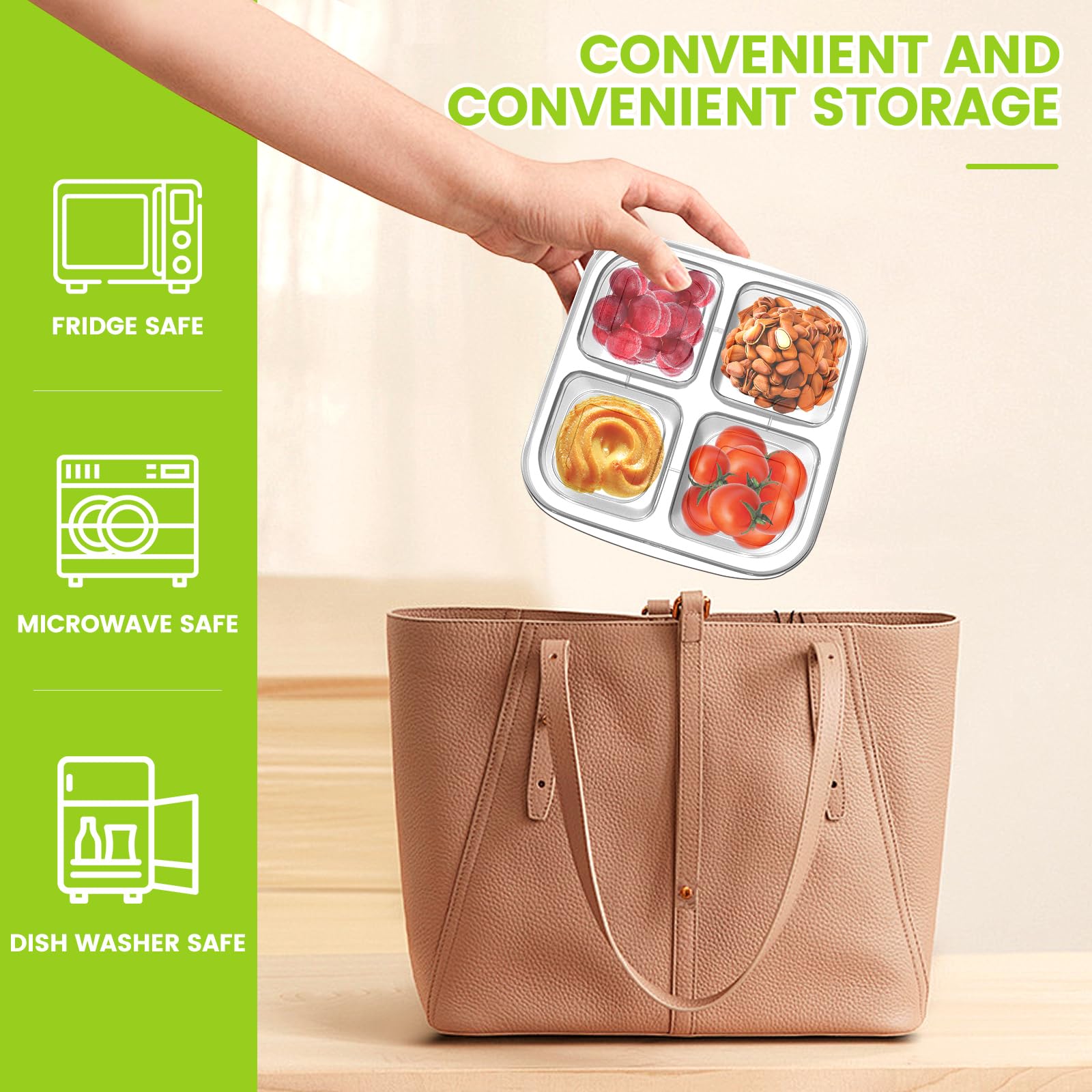 AQSXO 5-Piece Bento Box Set - Reusable Divided Food Storage Containers with Lids for Meal Prep, Lunch, Travel & Office Use | Leak-Proof Snack Containers for Adults & Kids | Perfect for Picnics, School & Work