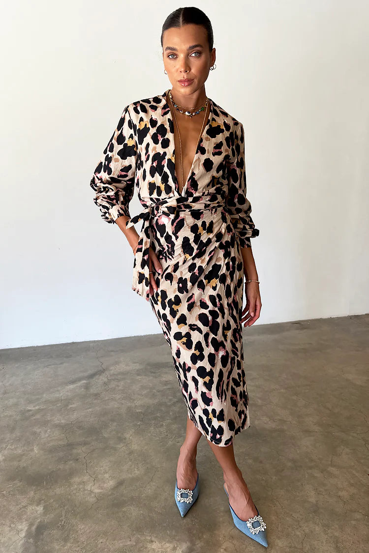 Jaspre Wrap Skirt - Leopard Print Women's Fashion Skirt | Perfect for Casual Outings, Beach Vacations & Boho Style