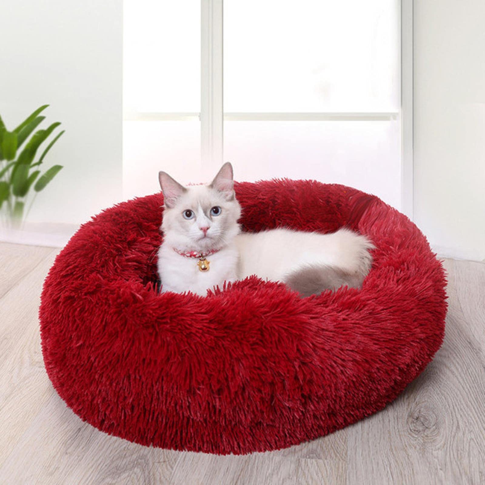 Madezz Round Dog Kennel & Cat Bed - Winter Warm Pet Sleeping Bag with Super Soft Plush - Cozy Dog House & Cat Mat Supplies for Indoor/Outdoor Use - Perfect for Cold Weather & Crate Training