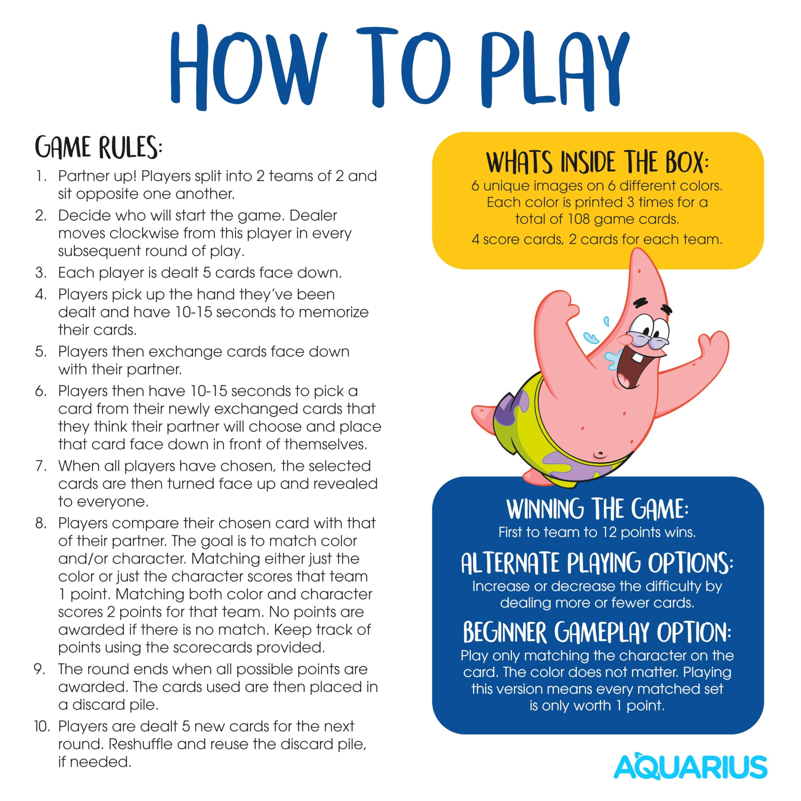 SpongeBob SquarePants Memory Master Card Game - Fun Family Matching Game for Kids & Adults - Perfect for Birthday Parties, Travel, and Indoor Family Game Nights