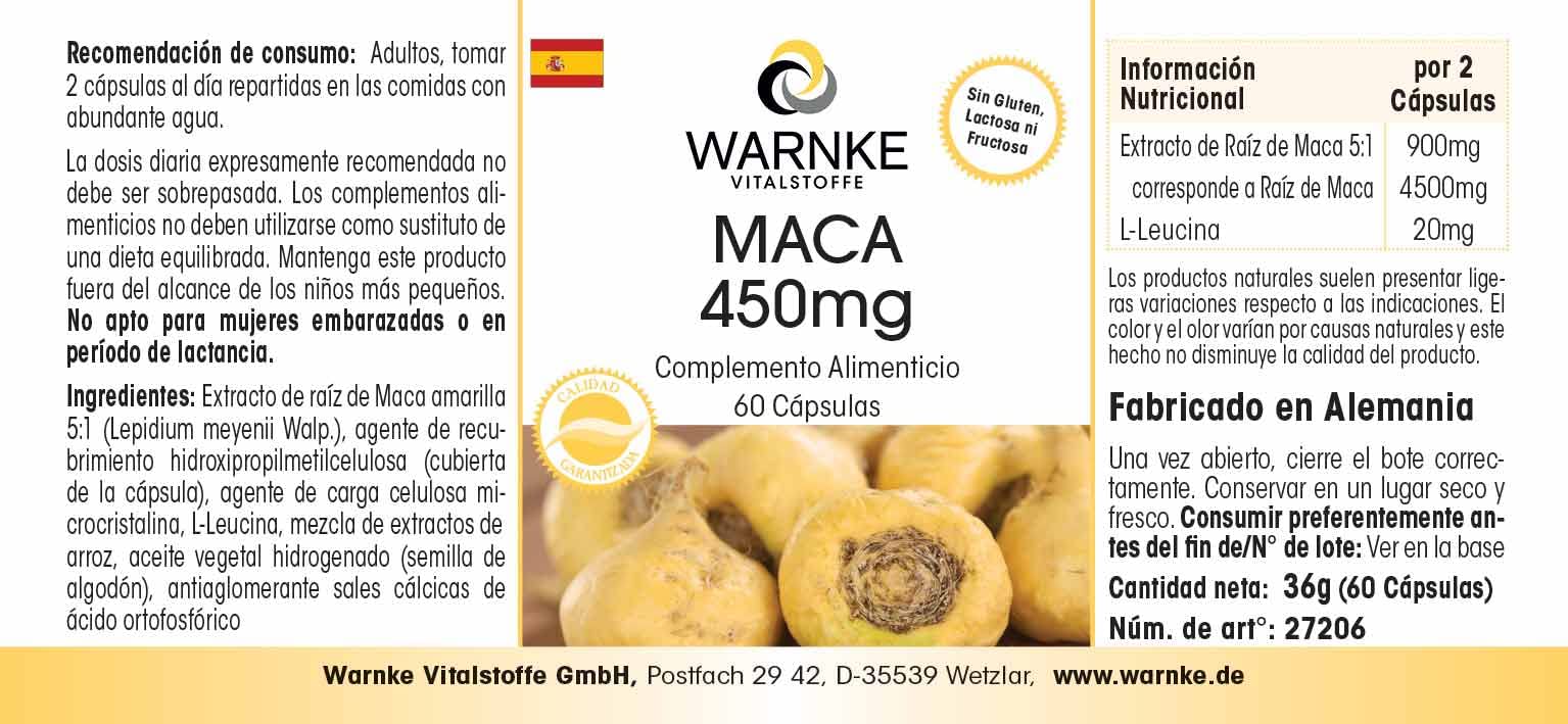 Organic Maca Root Extract 450mg Capsules - 4500mg Daily Dose, Vegan & Highly Potent - Yellow Maca Powder Supplement for Energy, Libido & Hormonal Balance - 60 Capsules | German Pharmacy Quality - Perfect for Natural Energy Boost & Stress Relief