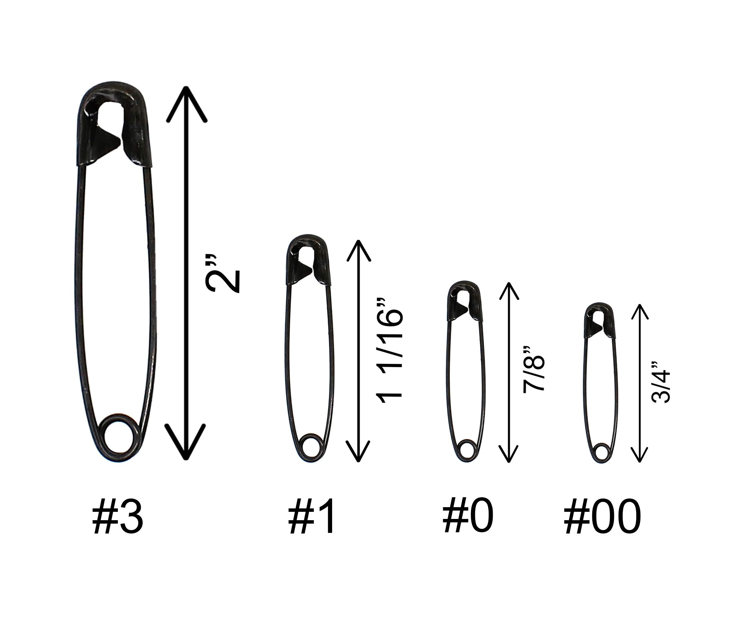 Black Safety Pins Size #0 (50pcs) for Sewing & Crafts