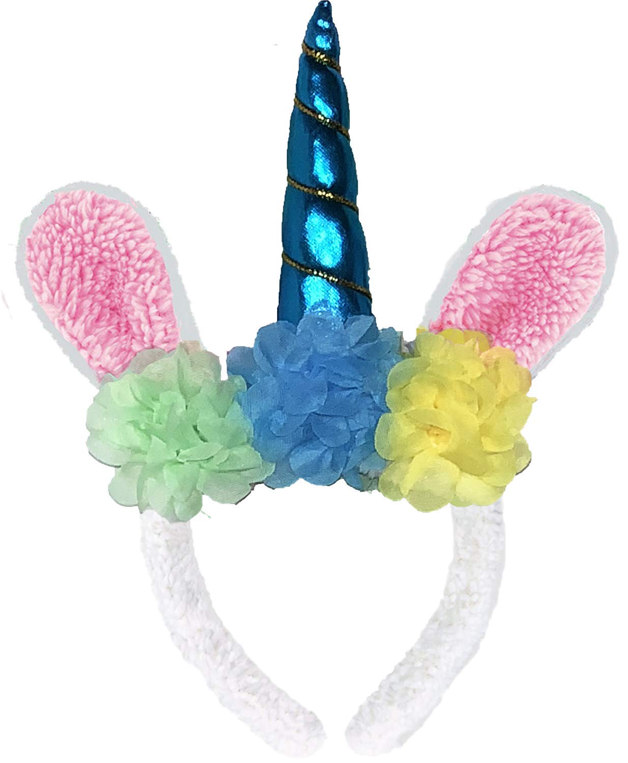 Cottontail Critters Bunny Unicorn Headband for Easter - Blue (1 Pack) - Perfect for Easter Parties, Costumes, and Photo Props