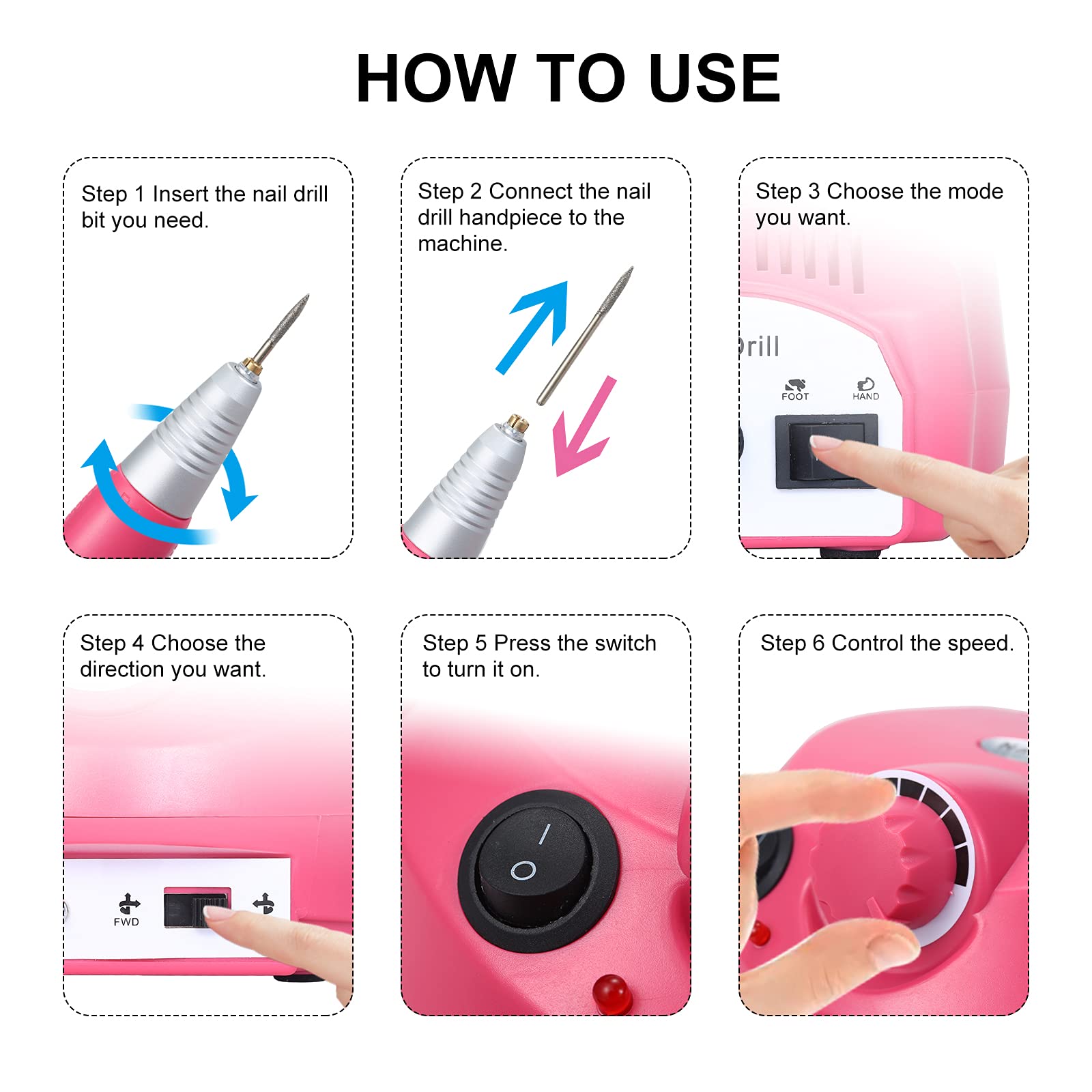 35000RPM Electric Nail Drill Machine with Foot Pedal & Pen Holder - Professional Acrylic Nail File Kit for Manicure, Pedicure, Nail Art & Gel Polish Removal - Perfect for Salon & Home Use (White, UK Plug) - Layfoo