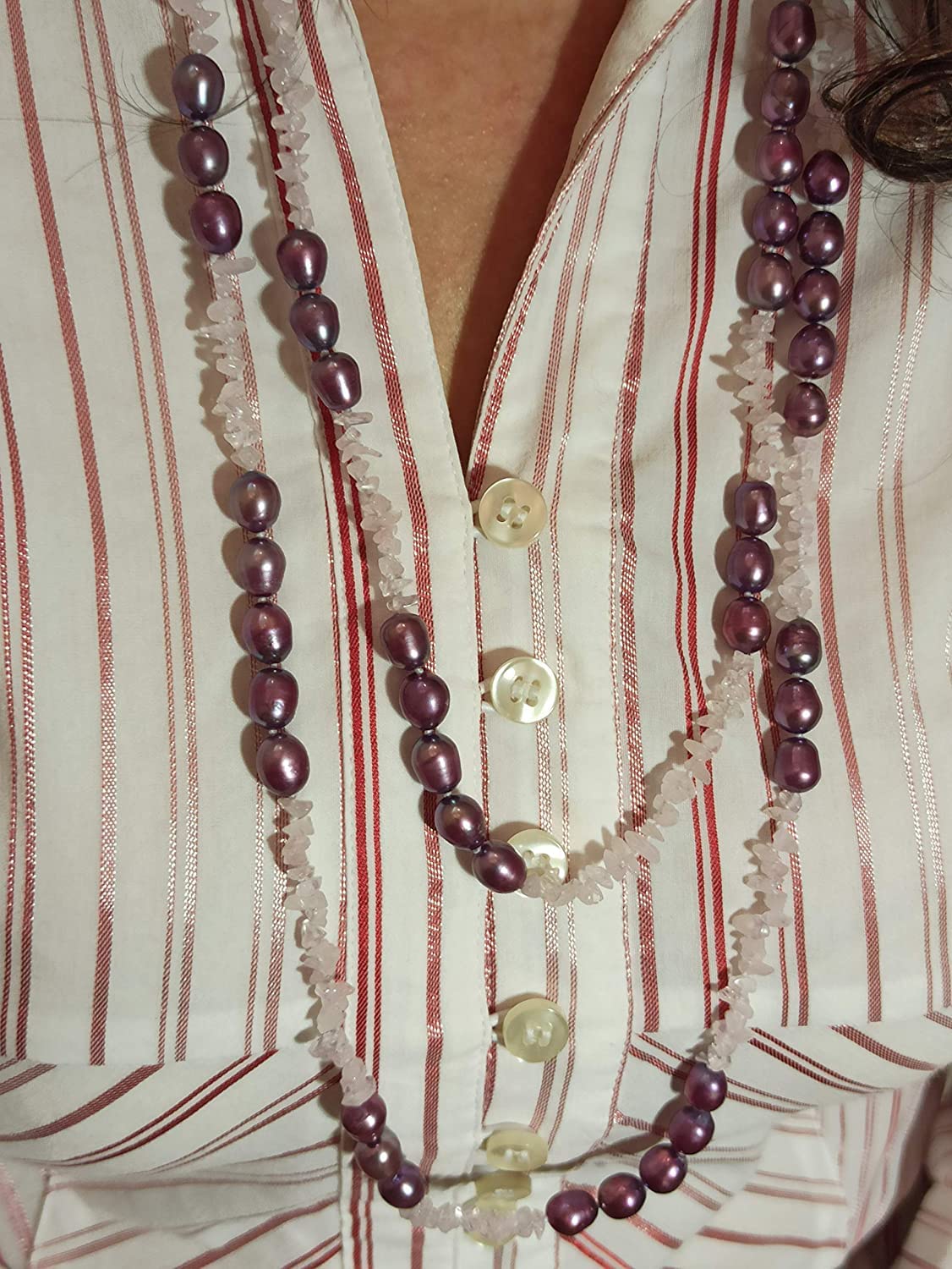 Luxury Natural Amethyst Pearl Necklace for Women - 62