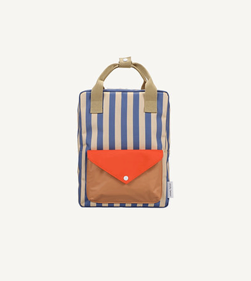 Sticky Lemon Deep Sea Blue Whale & Sandy Yellow Stripes Backpack - Perfect for School, Travel & Outdoor Adventures