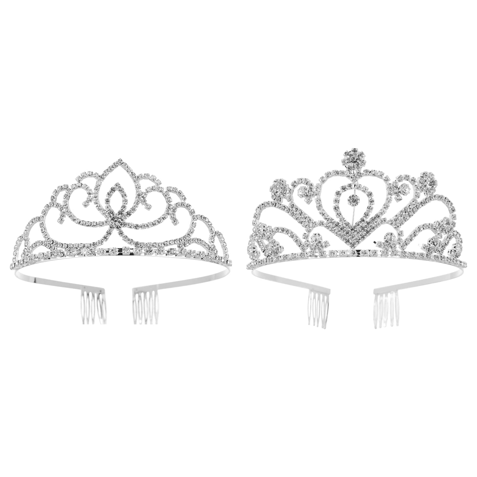 2pcs Rhinestone Bridal Crown Headband - Sparkling Wedding Tiara for Bride & Bridesmaids, Perfect for Wedding Ceremony, Reception & Bachelorette Party