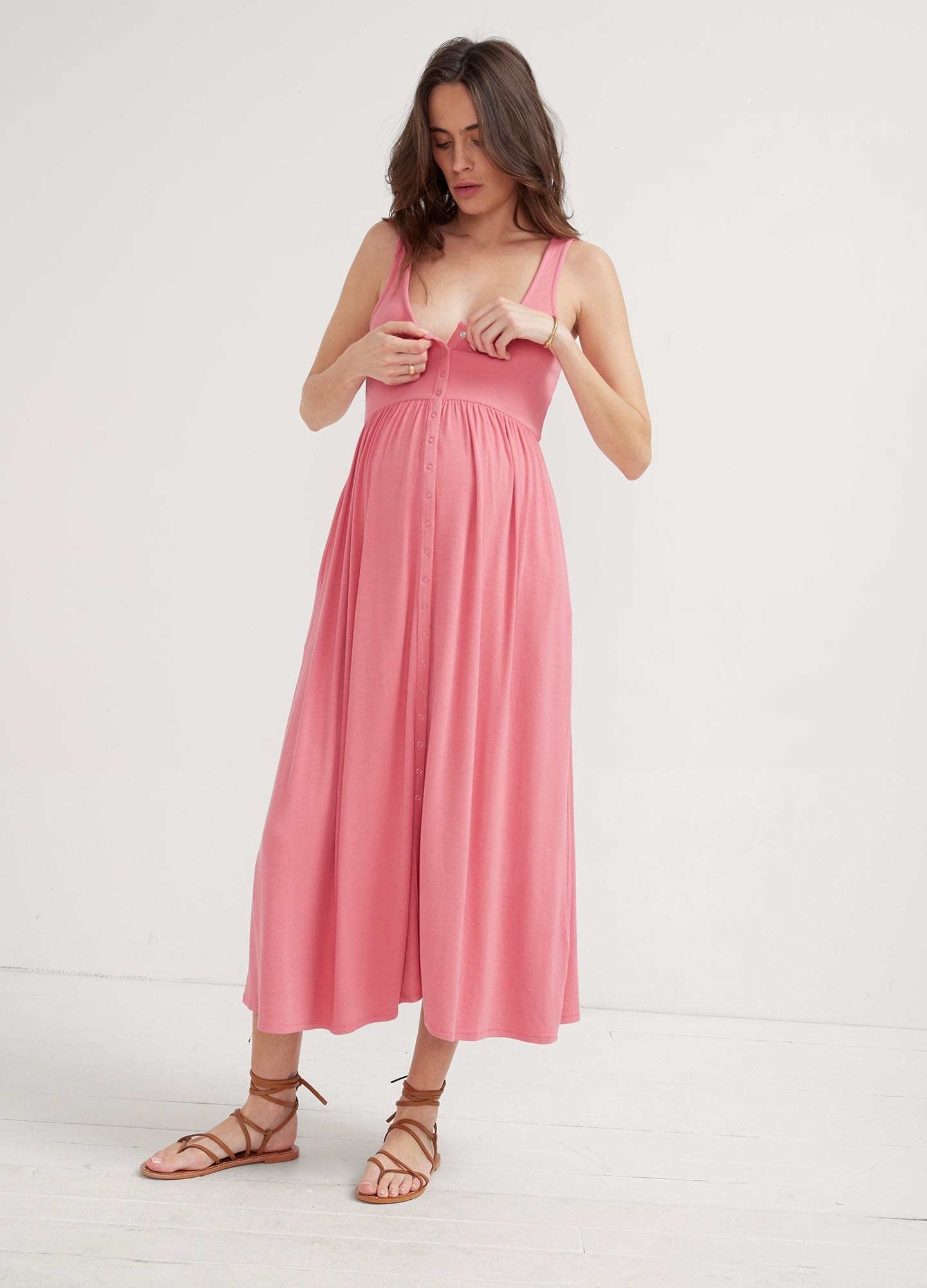 Ultra Soft Ribbed Nursing Tank Dress for Moms - Comfortable & Stylish Breastfeeding Clothes for Everyday Wear, Lounging & Maternity Photos