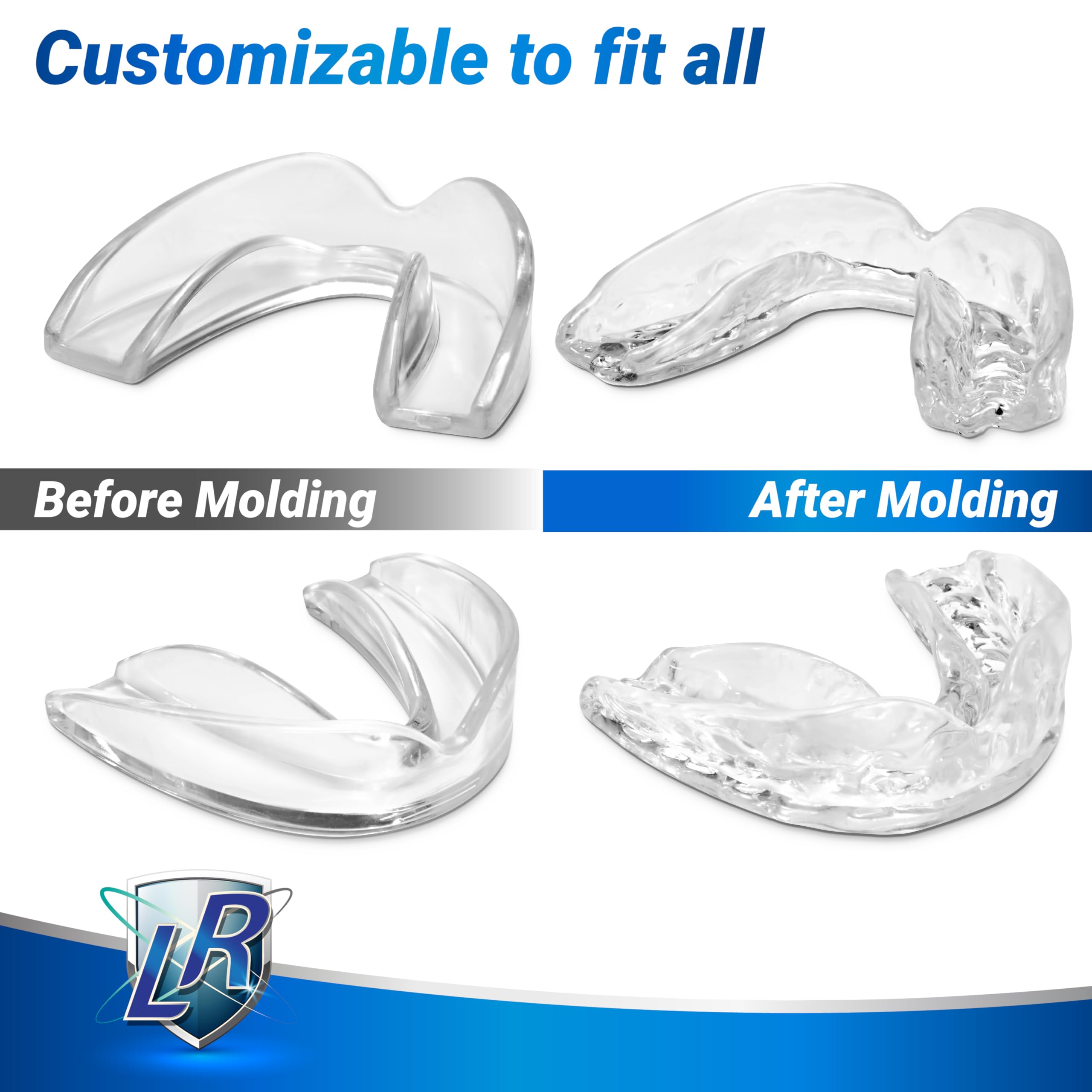 Customizable Moldable Mouthguards Pack of 6 (3 Sizes) - Dental Night Guard for Teeth Grinding & Clenching, Sports Protection, Teeth Whitening Tray - Perfect for Boxing, MMA, Sleep Bruxism & Home Whitening