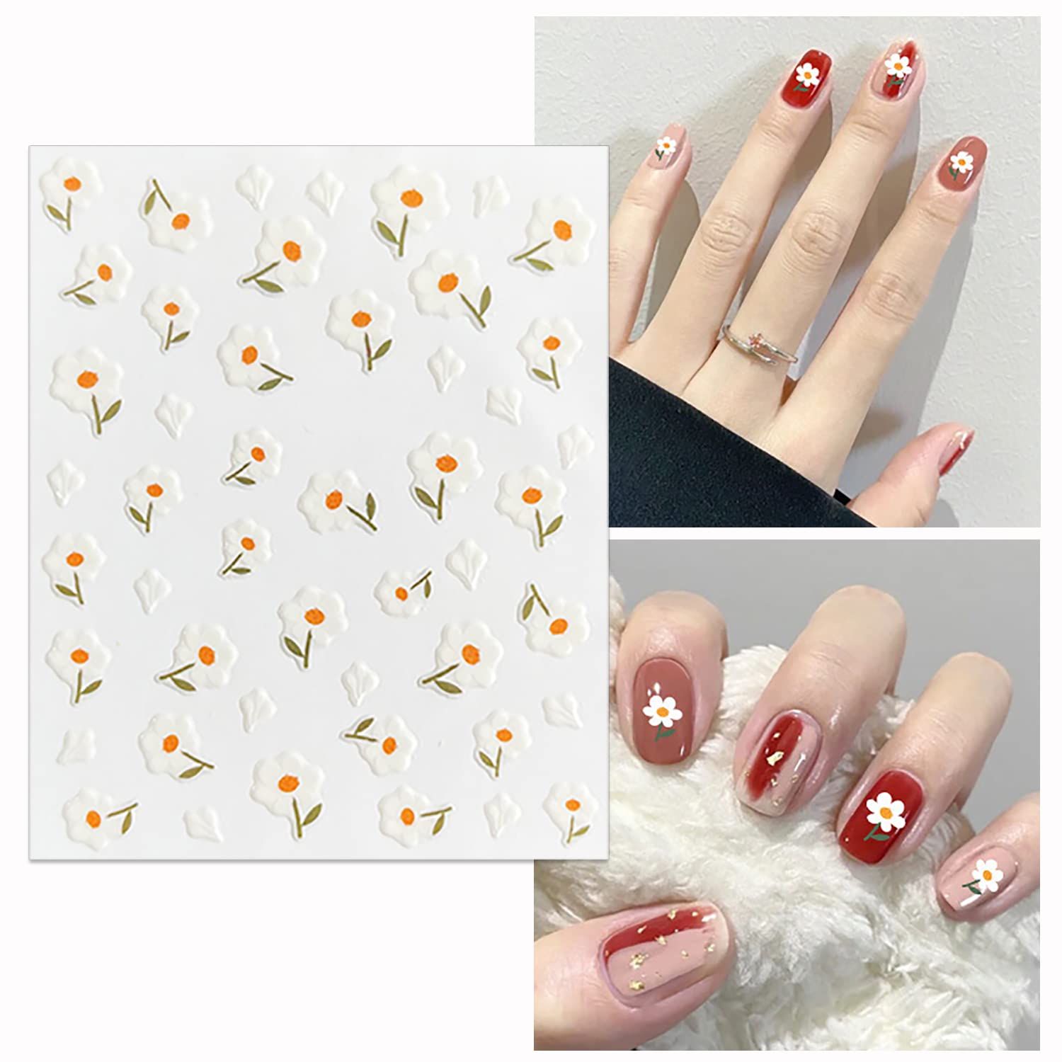 WOKOTO 12 Sheets Flower Nail Stickers for Kids - Cute Floral, Fruits & Cherry Nail Art Decals for Girls | Self-Adhesive Cartoon Nail Stickers | Perfect for Birthday Parties, Playdates & DIY Nail Art