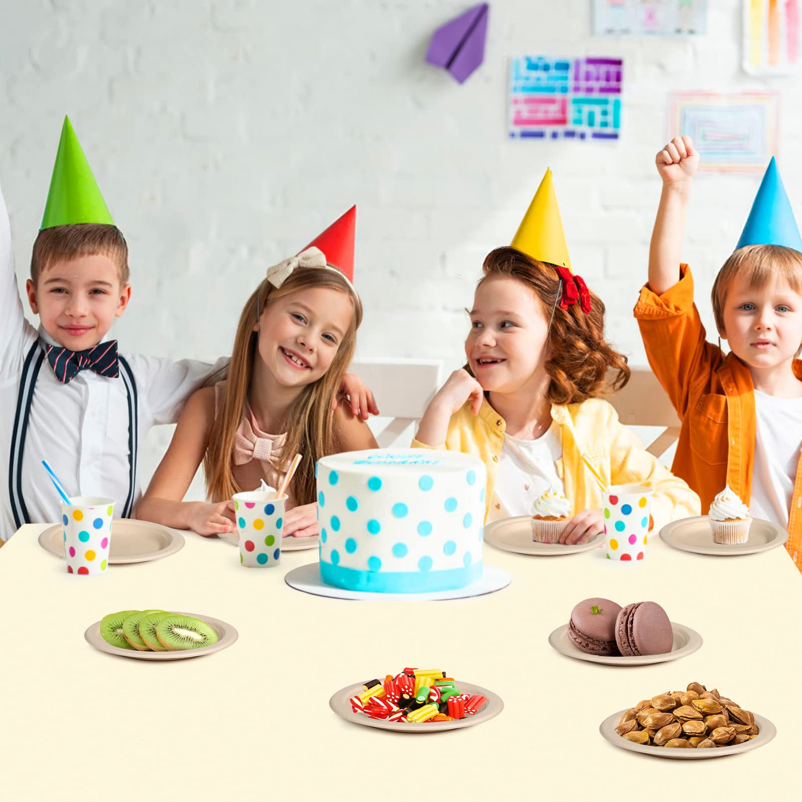6 Inch Compostable Paper Plates (100 Pack) - Sturdy Brown Disposable Plates for Desserts, Cakes & Appetizers | Eco-Friendly Party Supplies for BBQs, Picnics & Birthday Celebrations