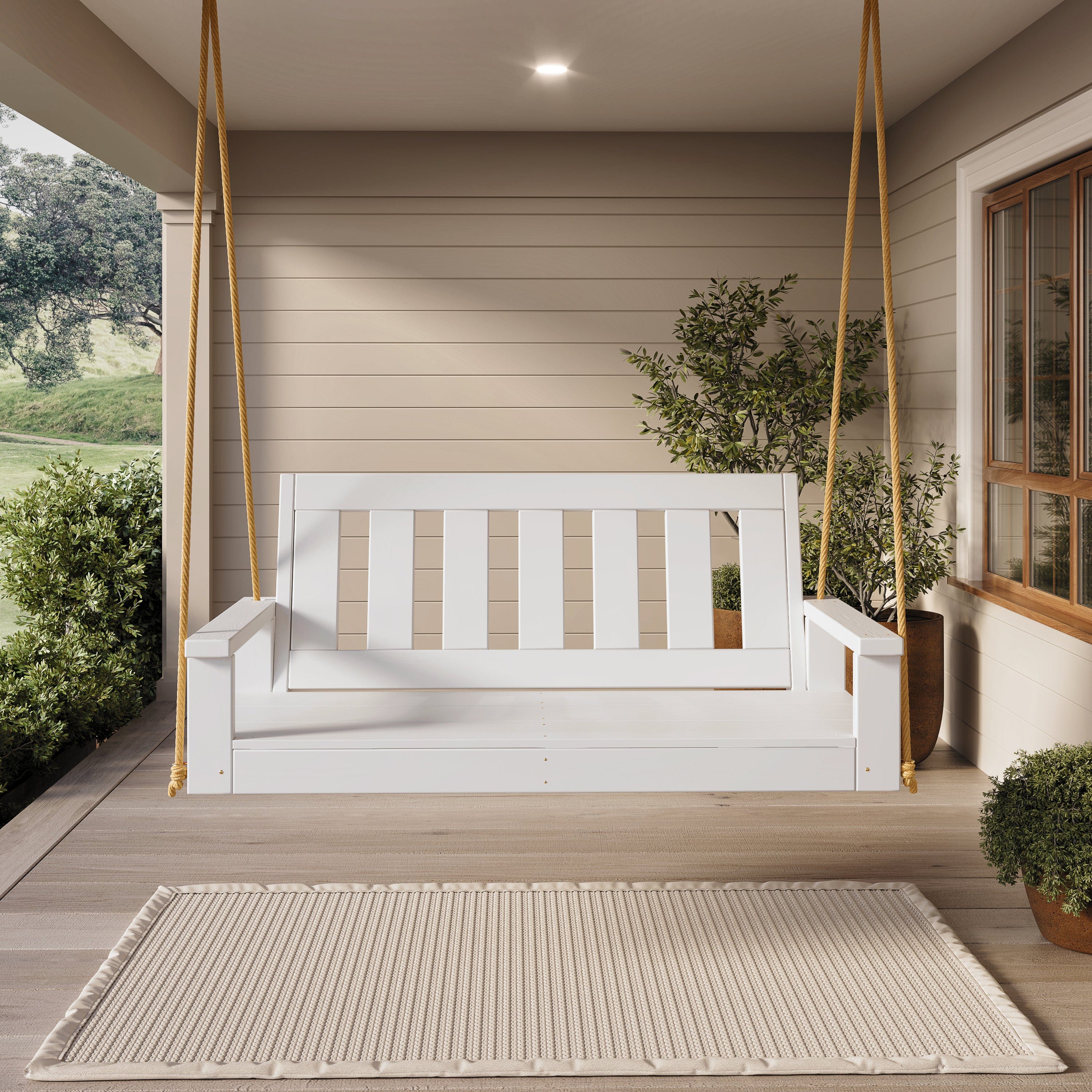 Heavy Duty 700 LB Capacity 4 Foot Ardmore Porch Swing - Unfinished Amish-Made Cedar Wood for Outdoor Patio, Garden, or Backyard Relaxation