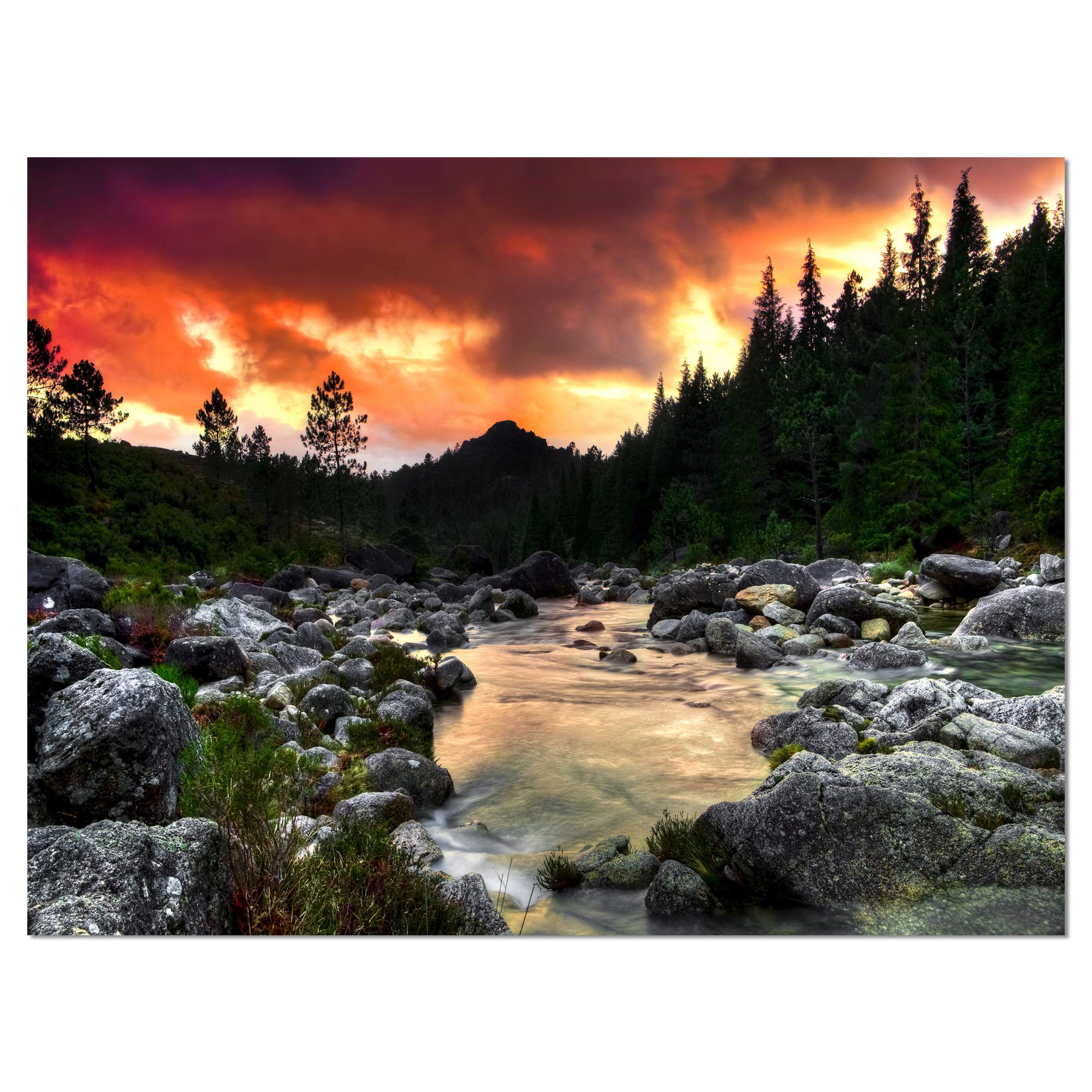 Stunning Sunset Over Rocky Mountain River - Extra Large Wall Art Landscape Canvas Print for Living Room, Bedroom & Office Decor