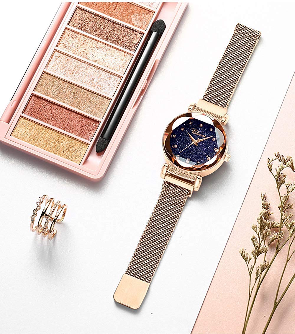 Stylish Magnetic Mesh Bracelet Watch for Women - Waterproof Quartz Watch - Perfect for Casual Wear, Office & Outdoor Activities