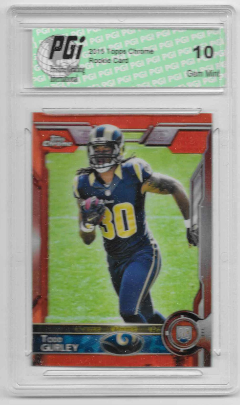 Todd Gurley 2015 Topps Chrome Orange Refractor Rookie Card #103 PGI 10 Gem Mint - Rare Football Collectible for NFL Fans & Sports Memorabilia Collectors - Perfect for Display, Investment, and Gifting
