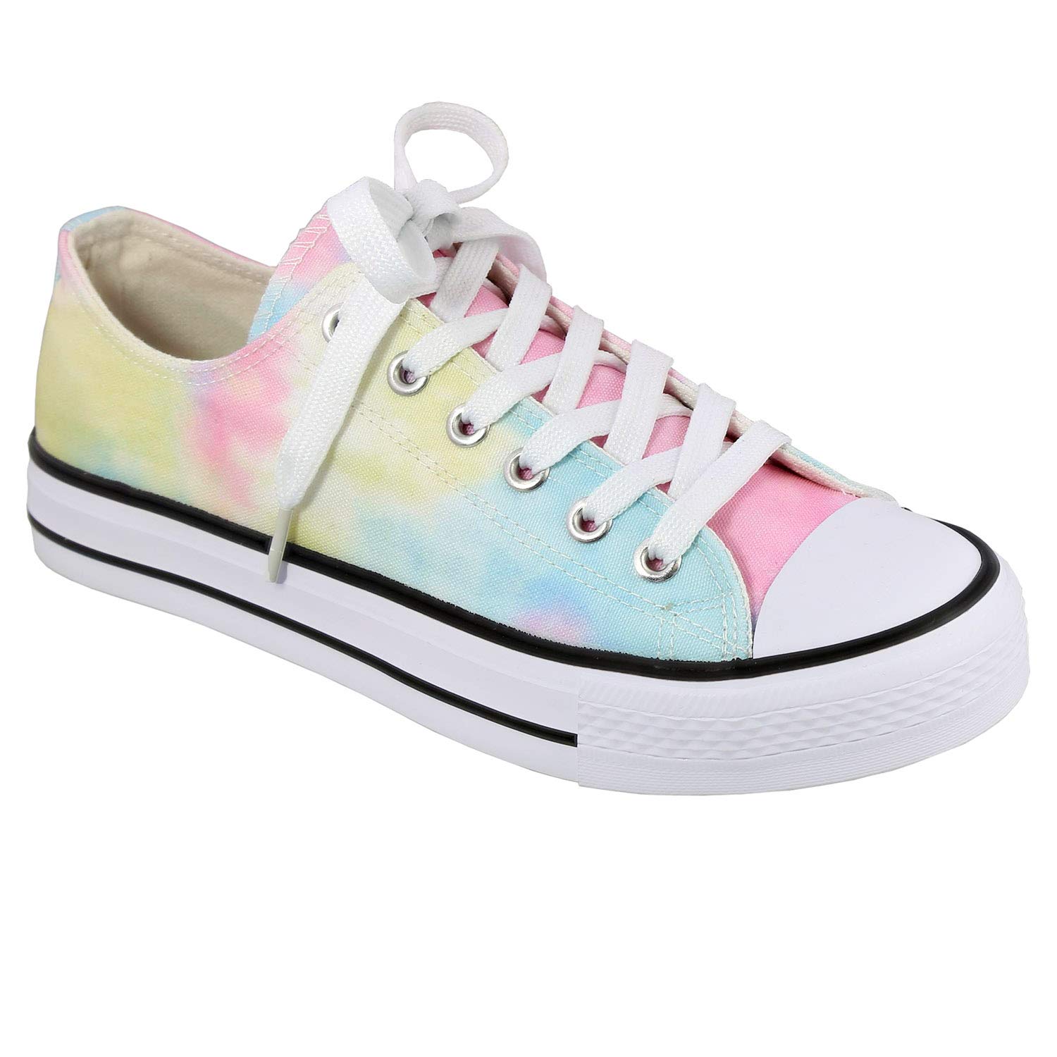 Top Moda Women's Canvas Low Cut Lace Up Slip On Sneakers - Comfortable Casual Shoes for Walking, Running & Everyday Wear