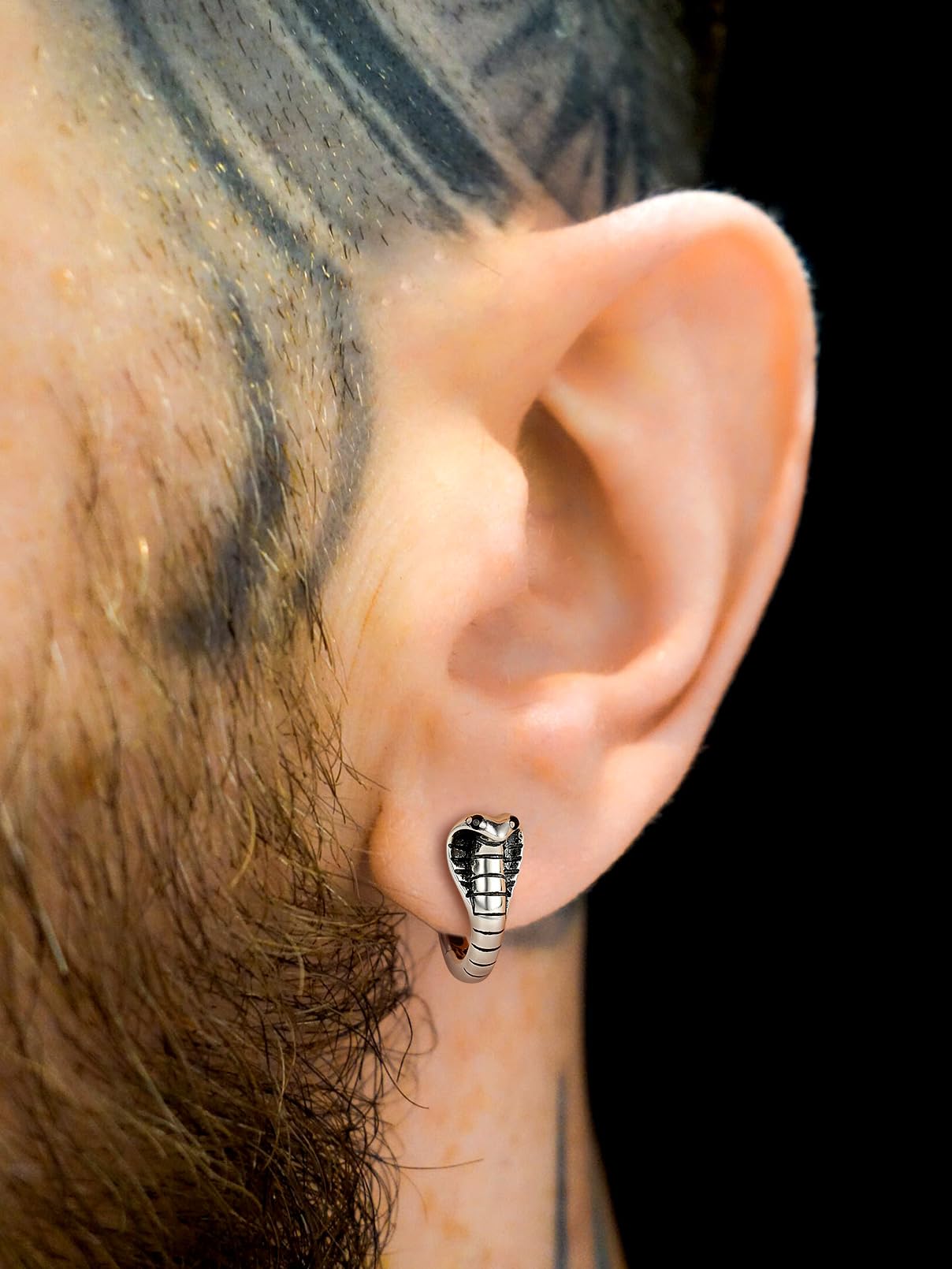 FaithHeart Snake Earrings for Women & Men - 925 Sterling Silver Punk Cobra Stud & Hoop Earrings | Hypoallergenic Dangle Ear Jewelry with Gift Box | Perfect for Gothic, Rocker & Boho Fashion Styles