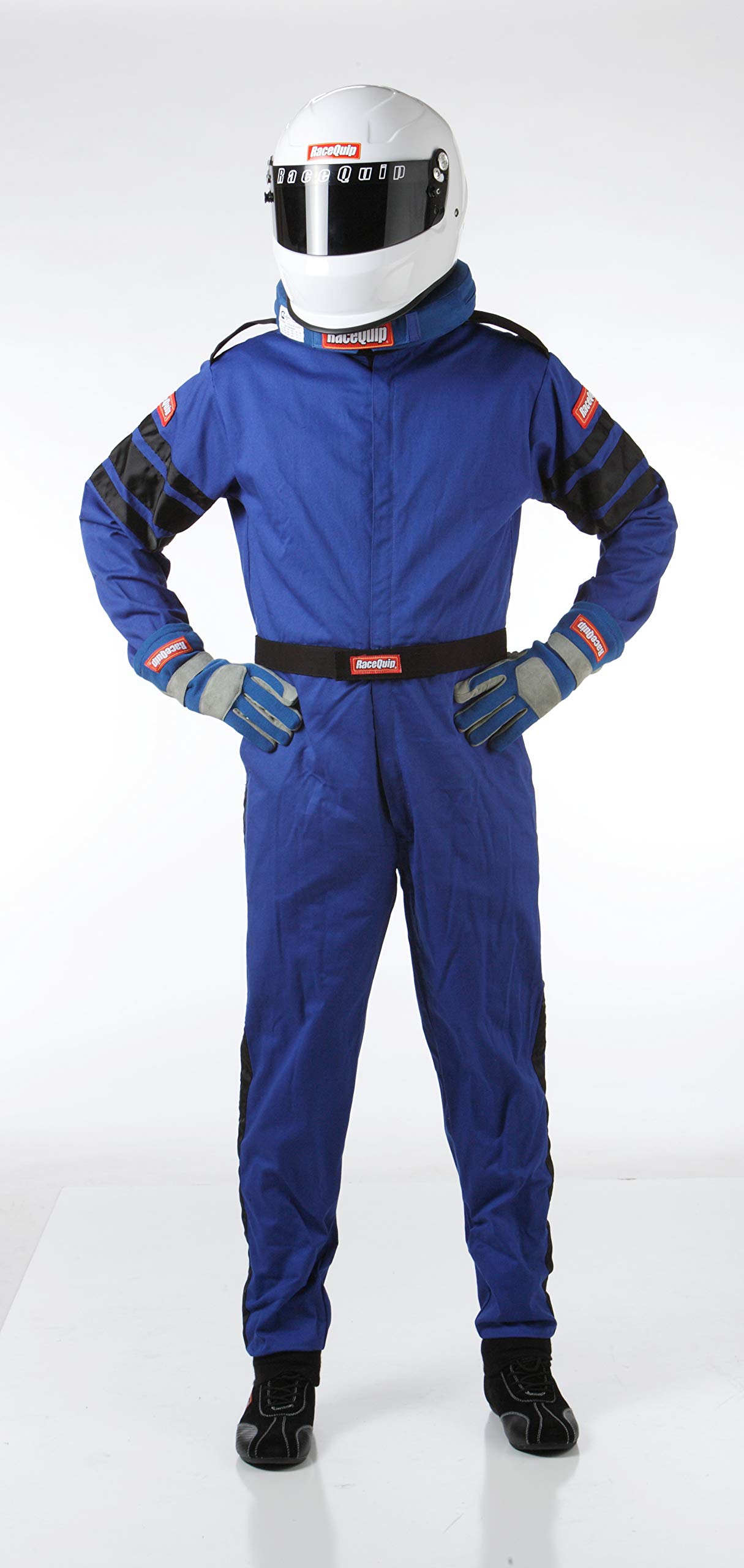 RaceQuip SFI 3.2A Certified One-Piece Racing Fire Suit - Blue, Medium-Tall (110024) - Professional Motorsport Safety Gear for Track Racing & High-Speed Driving