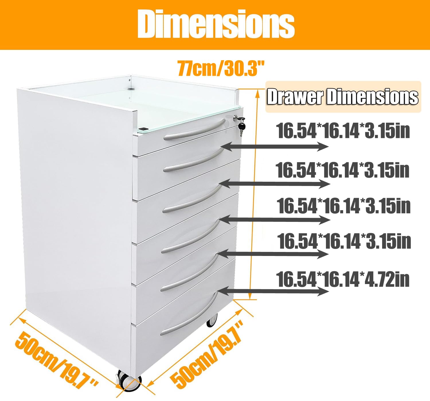 TechTongda 5-Drawer Mobile File Cabinet - 20