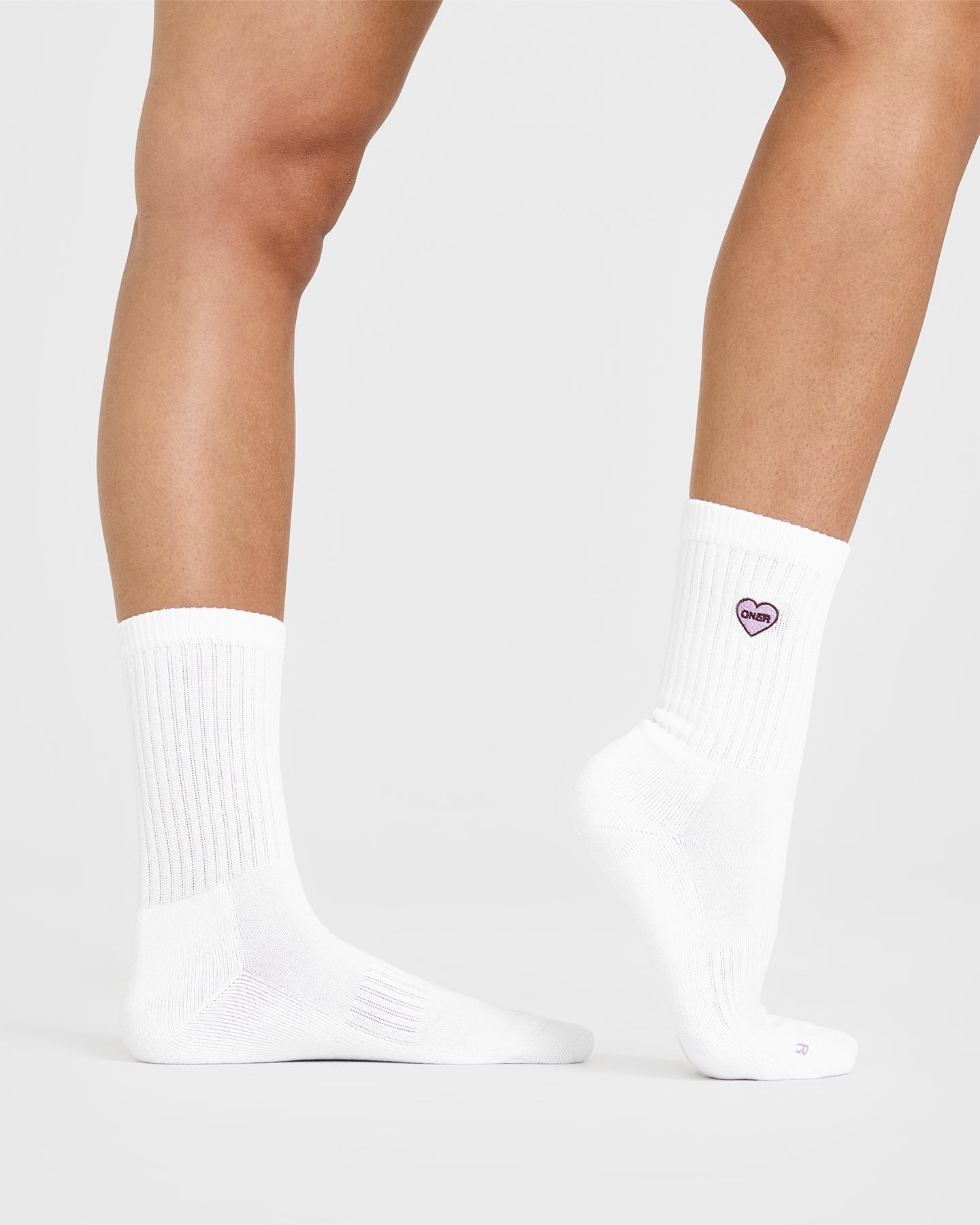 Oner Heart Crew Socks 3 Pack - Soft Cotton Ankle Socks for Women & Men | White & Lavender Color Set | Perfect for Casual Wear, Sports & Gifts