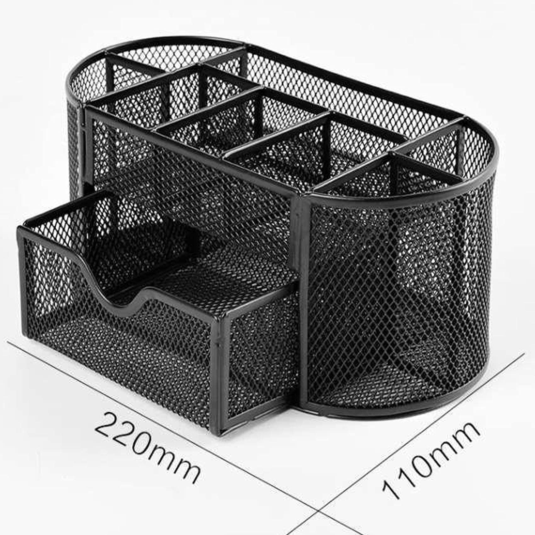 Metal Mesh Desk Organizer with Drawer - Office Supplies for Pens, Pencils & Stationery - Perfect for Home, School & Classroom Organization (Blue) - Keep Your Workspace Tidy & Efficient