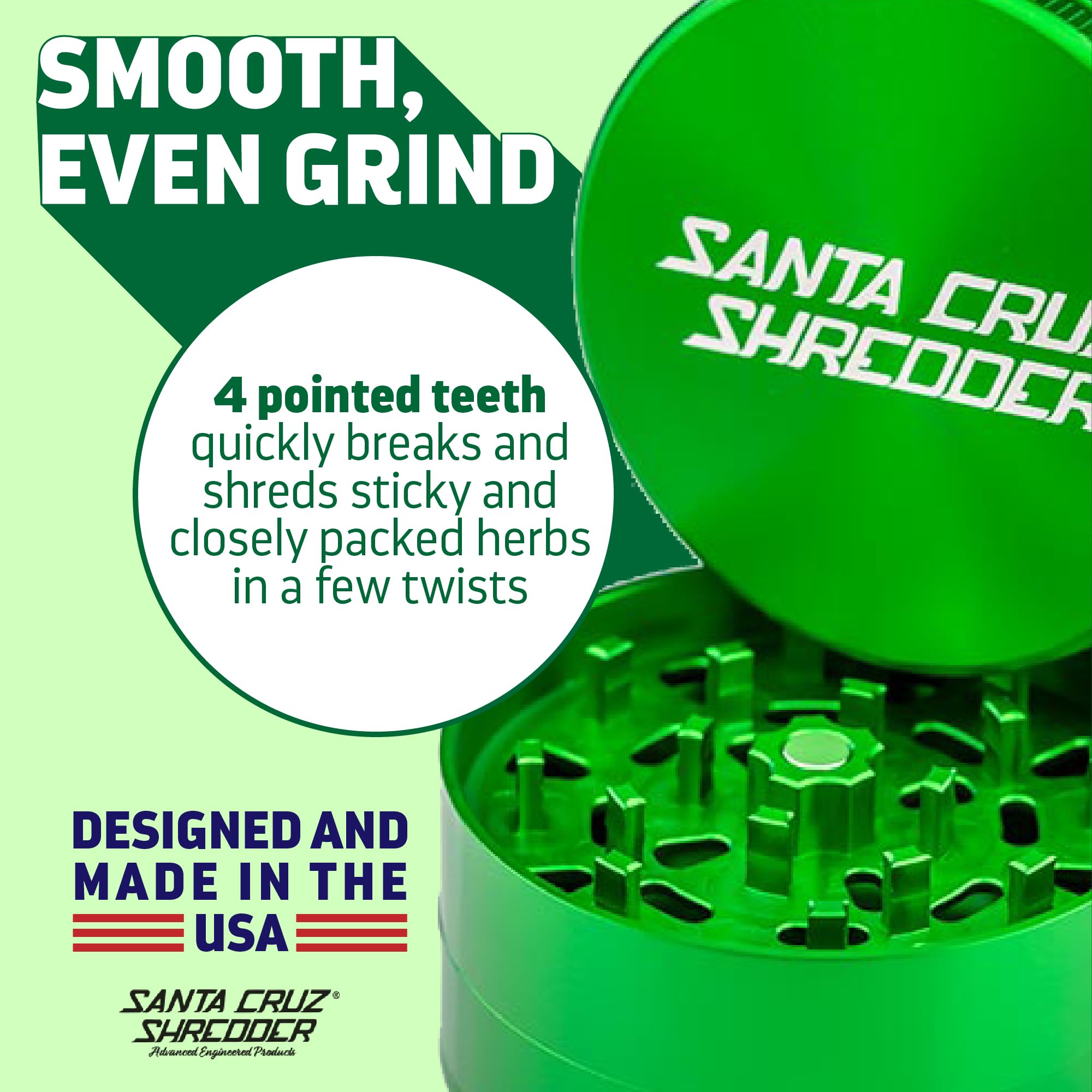 Premium Santa Cruz Shredder 3-Piece Metal Herb Grinder - Large 2.7