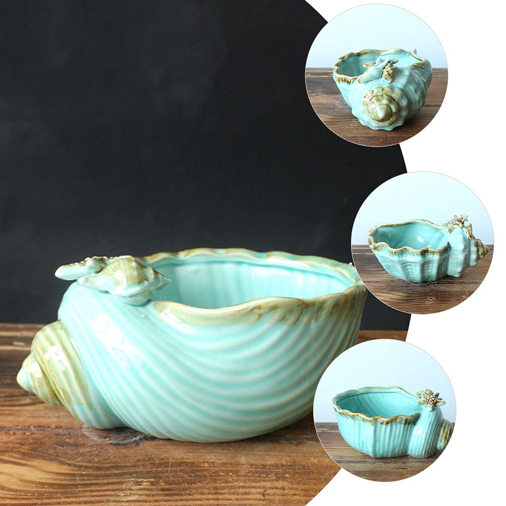 BESPORTBLE Creative Ceramic Conch Pot - Elegant Flower Planter for Indoor Plants, Bonsai, Succulents - Perfect for Home Decor, Office Desk & Gardening Gifts