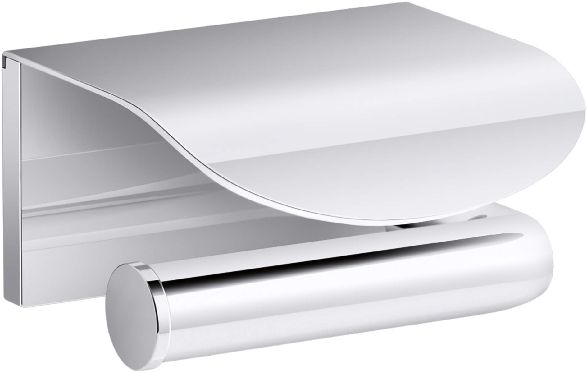 Kohler 97503-CP Avid Covered Toilet Paper Holder - Brushed Nickel Bathroom Tissue Dispenser for Modern Home & Commercial Use